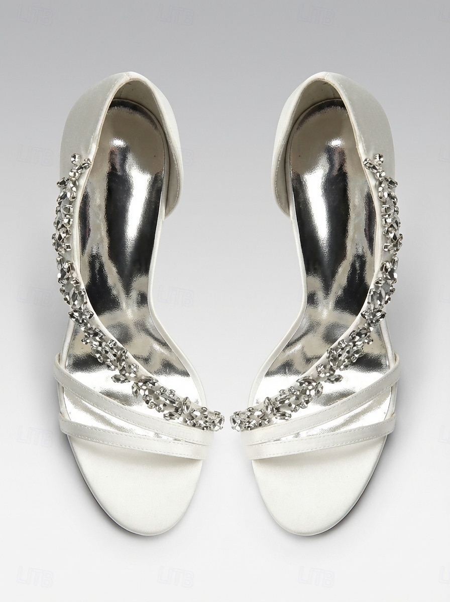Champagnerfarbene Brautschuhe aus Satin mit Kristallbesatz – elegante Hochzeitsschuhe für Stadthochzeiten 2026 - $59.99 –P6