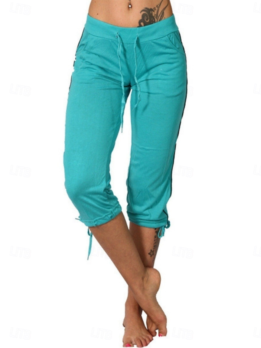Women's Capri shorts Capri Pants Summer Shorts Fashion Streetwear Basic Calf-Length High Waist Plain Drawstring Pocket Elastic Waist Breathability Comfortable Micro-elastic Daily Vacation Street 2026 - $19.99 –P8