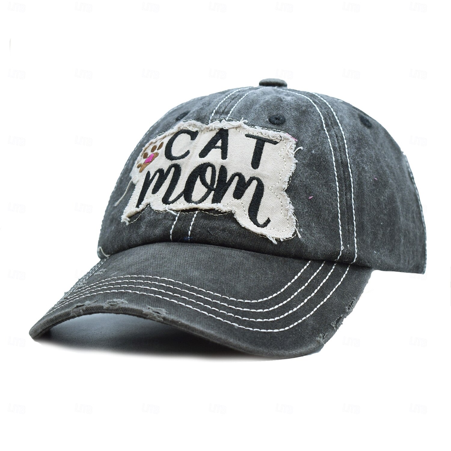Women\'s Embroidery Adjustable Washed Distressed Trucker Hat Baseball Cap Star Embroidery Baseball Cap for Men and Women Washed  main image 2