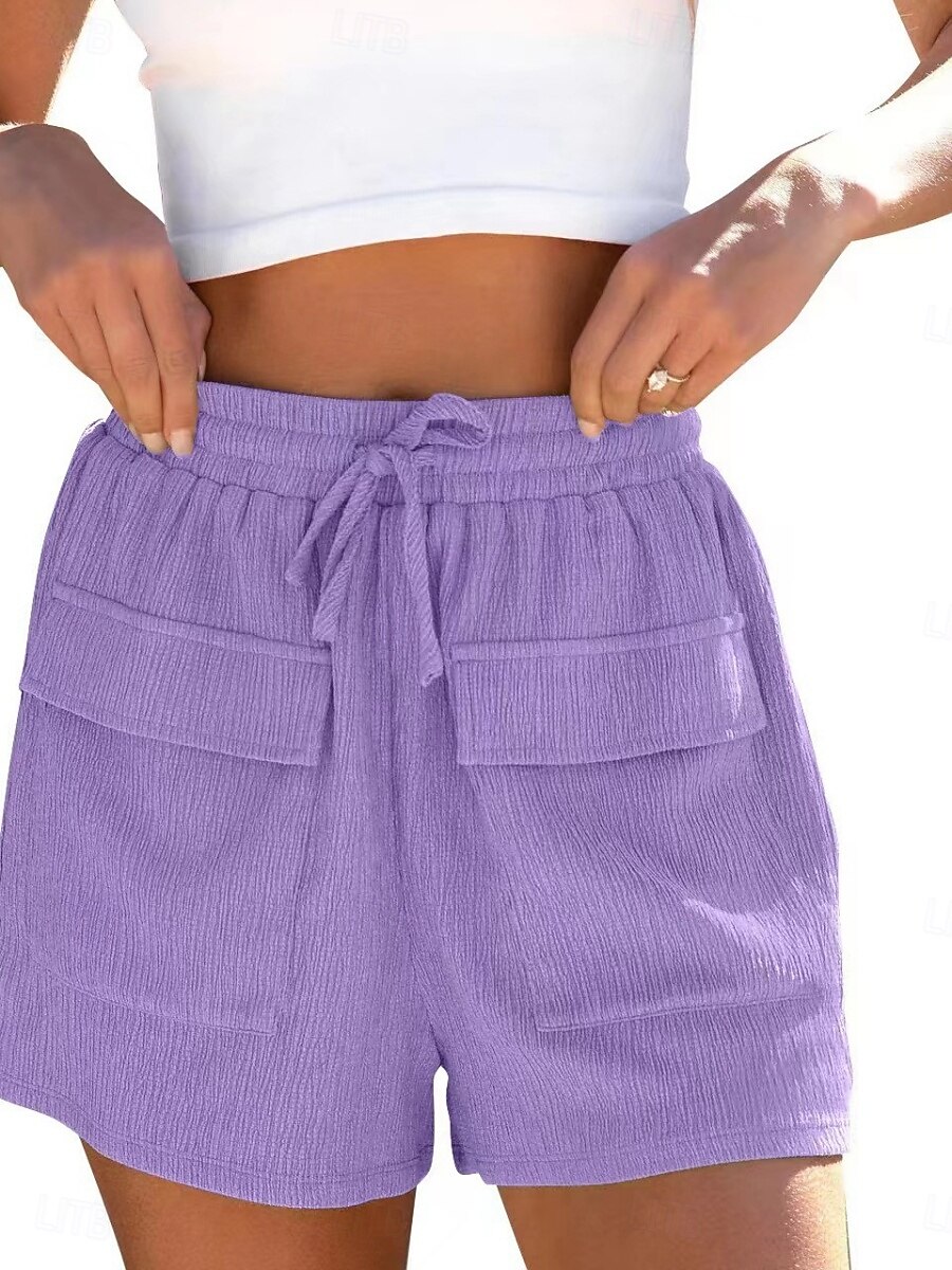Per donna Pantaloni da tuta Chinos Shorts Vacanza Moda Streetwear Corto Vita Alta Semplice Tasca Fascia Elastica Comodo Comodità Morbido Elasticizzato All'aperto Streetwear Nero Bianco Viola chiaro del 2026 a $25.99 –P14
