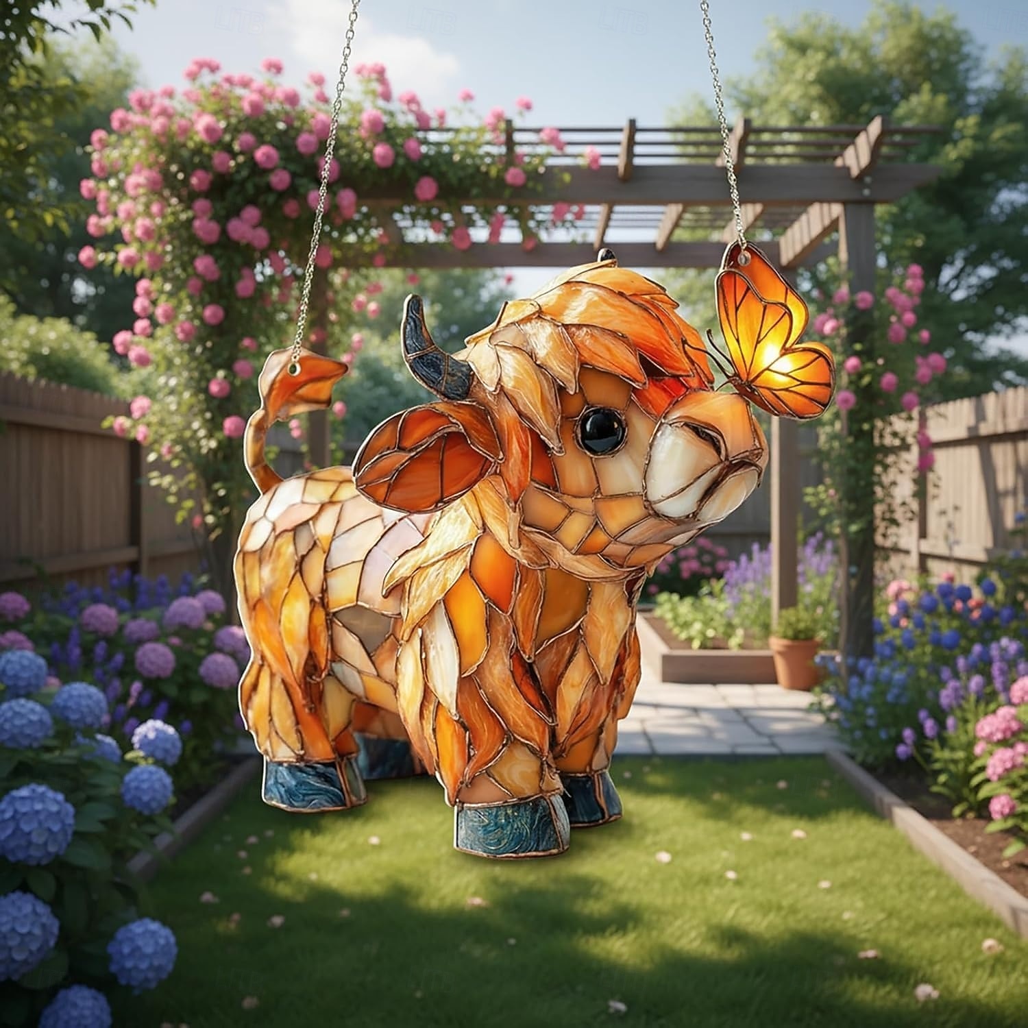 לוכד שמש של פרפר פרה בהילנד, תליית חלון אקרילית, קישוט לוכד שמש של חיות משק לבית, לחדר שמש, לגינה, מתנה לאוהבי פרות 2026 - $11.99 –P2