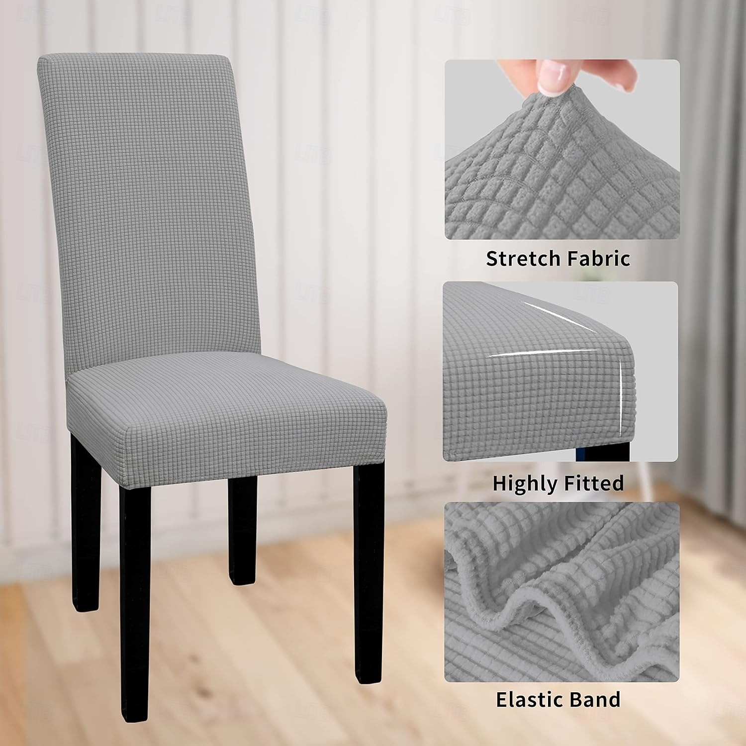 100 % vanntett stoltrekk til spisestue, sett med 6, stretch jacquard stoltrekk, avtakbart og vaskbart, for hjem, restaurant, bankett 2026 - $51.99 –P6