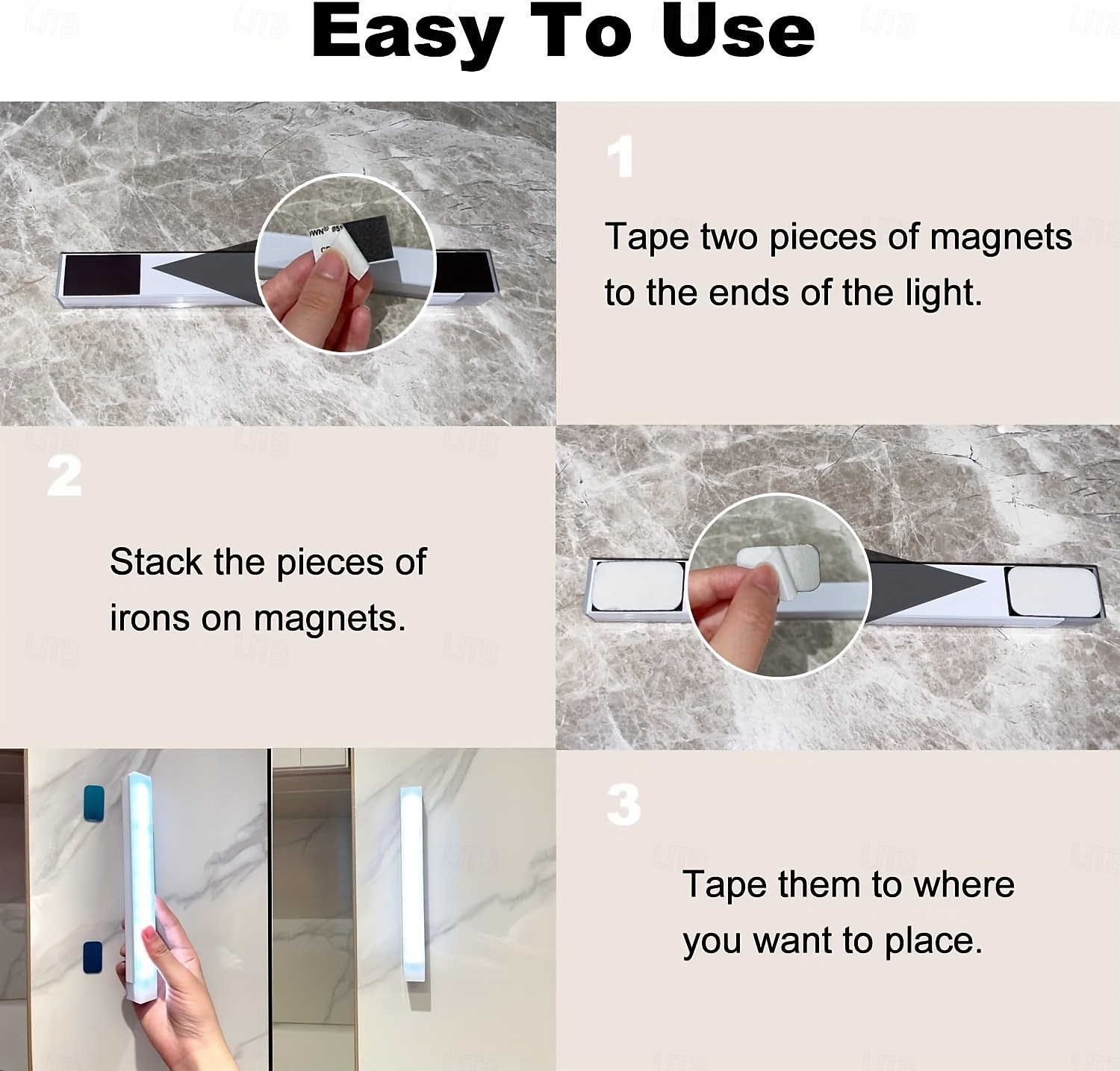 3 Pcs LED Smart Motion Sensor Magnetic Rechargeable Night Lights, Wireless, 3-Color Dimming, Closet, Cabinet, Wine Rack, Bedroom, Bathroom, USB Charging, 10/20/30/50cm 2026 - $8.44 –P4