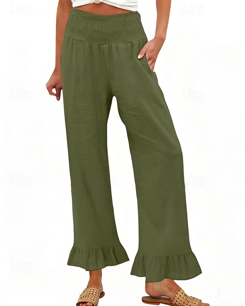 Pentru femei Pantaloni Pantaloni casual Drept Modă Șic Stradă De Bază Lungime totală Talie Înaltă Simplu Buzunar Talie elastică Comfortabil Inelastic Zilnic Vacanță Stradă Albastru piscină Negru 2026 - $26.99 –P8