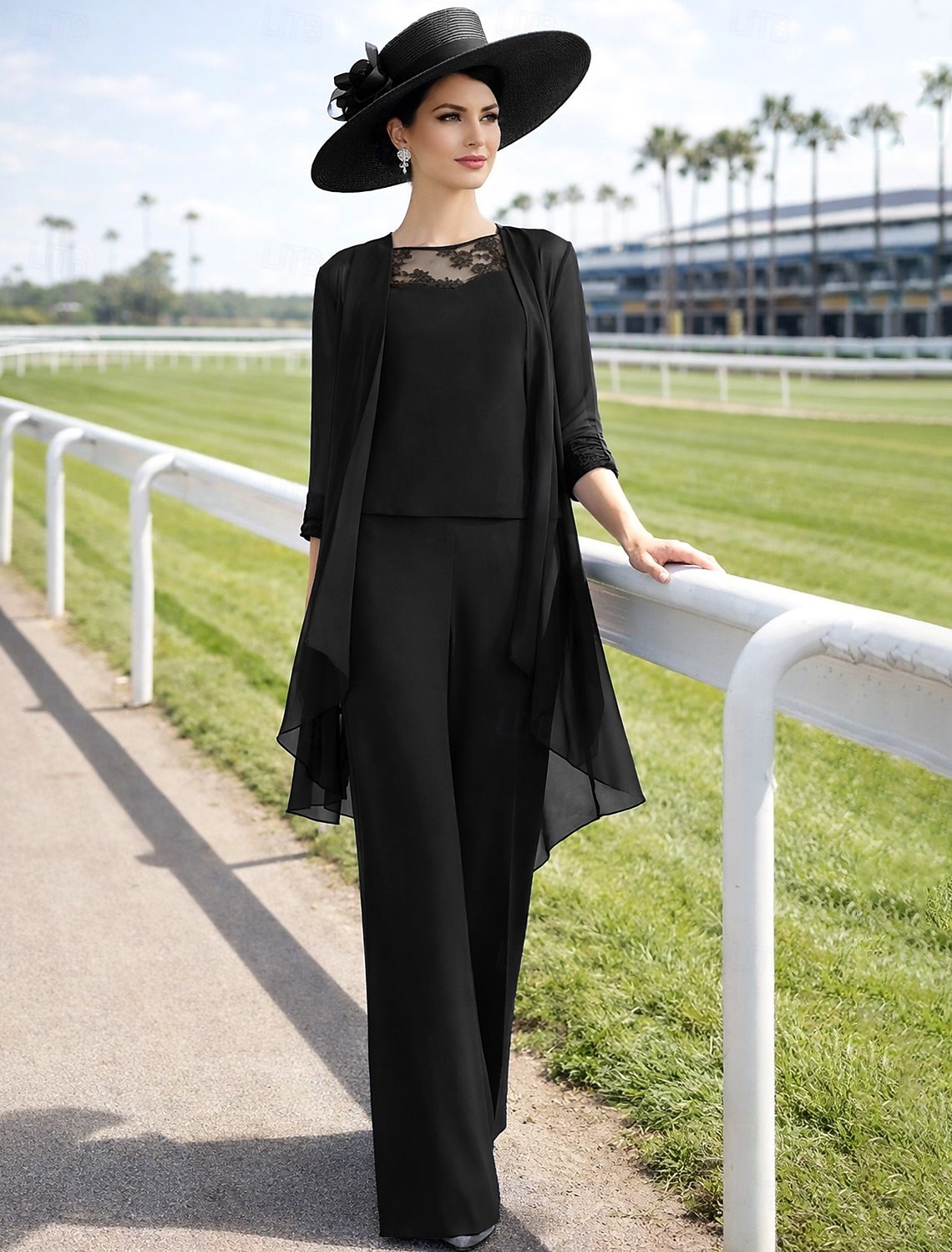 Jumpsuit Pantsuit 3 Piece Floor Length Mother of the Bride Dress