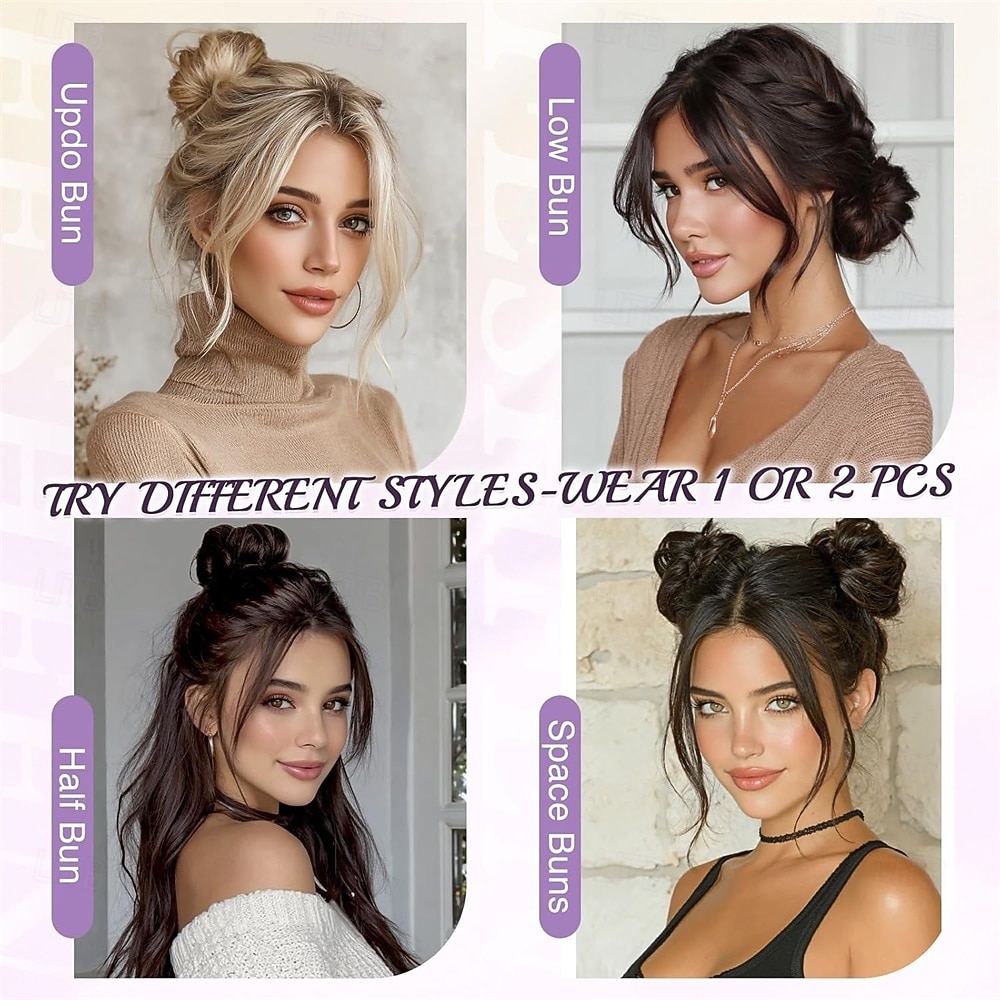 2PCs Small Messy Bun Hair Piece for Thin Hair Women Girl Mini Synthetic Elastic Wavy Space-bun Scrunchies Updo Hairpi 2026 - $12.99 –P4