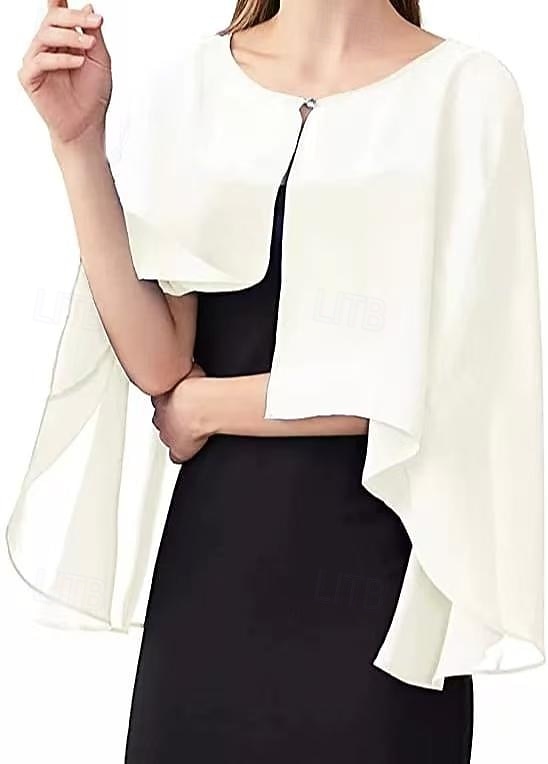 Women's Wrap Mother's Wraps Bridal's Wraps Wedding Guest 's Wraps Cape Elegant Ladies Formal Style Sleeveless Chiffon Wedding Wraps With Pure Color For Daily Summer 2026 - $22.99 –P1