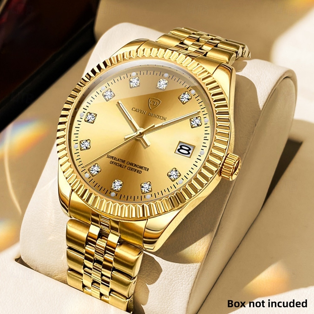 Men's Watch, Men's Charming Luxury Watch, Rhinestone Decoration, Calendar Function, Night Light Display, Men's Fashionable Casual Watch, Best Men's Accessory, and Best Men's Gift Selection 2026 - $34.99 –P9