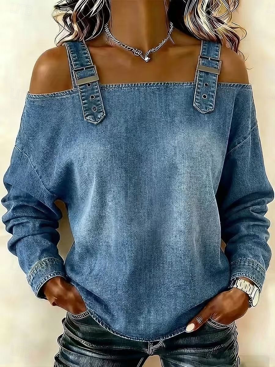 Mujer Blusa Espalda al Aire Color sólido Elegante Vacaciones Vintage Manga Larga Hombros Caídos Tops regulares Diario Exterior Ropa de calle Azul Piscina Bleu Ciel Tela caqui oscura Negro Azul Oscuro 2026 - $28.99 –P2