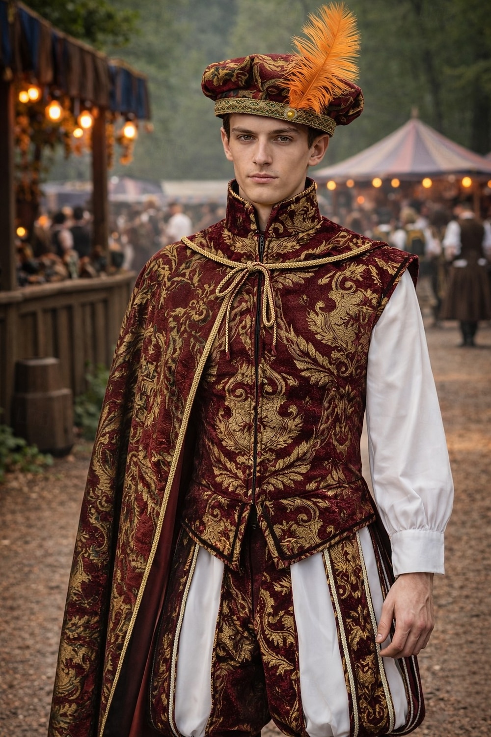 2026年 ロココ調 ヴィクトリアン ルネッサンス ケープ ファンシーコスチューム 貴族 王室の衣装 フィット＆フレア 仮装 男性用 ファンタジー ハロウィーン カーニバル 性能 LARP レンフェア 成人 上着 パンツ クローク  コレクション – $121.99 –P1