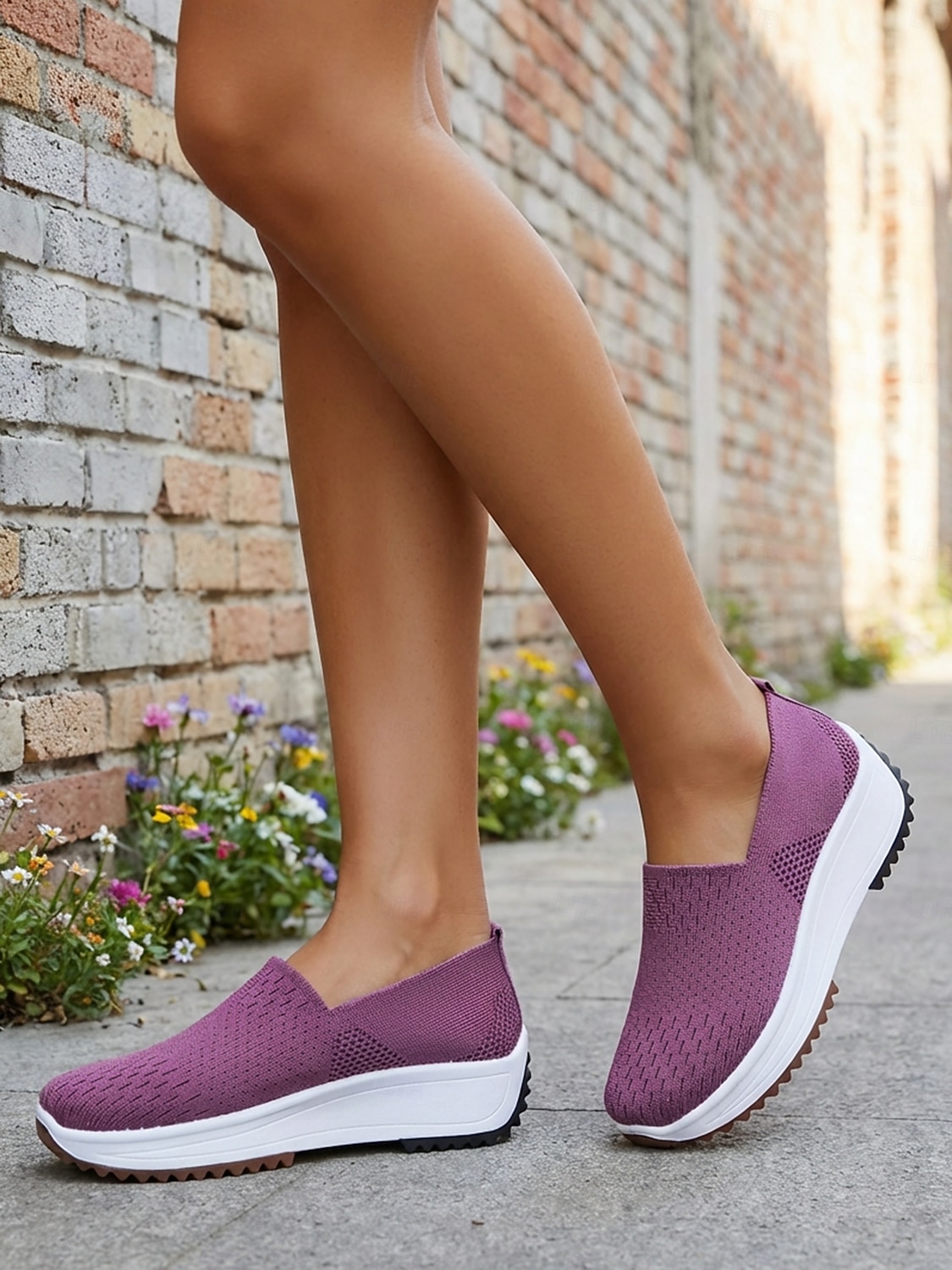 Women's Purple Breathable Knit Slip-On Sneakers - Lightweight Walking Shoes for Daily Walking, Travel, Work, Shopping, Fitness & Everyday Wear 2026 - $26.99 –P6
