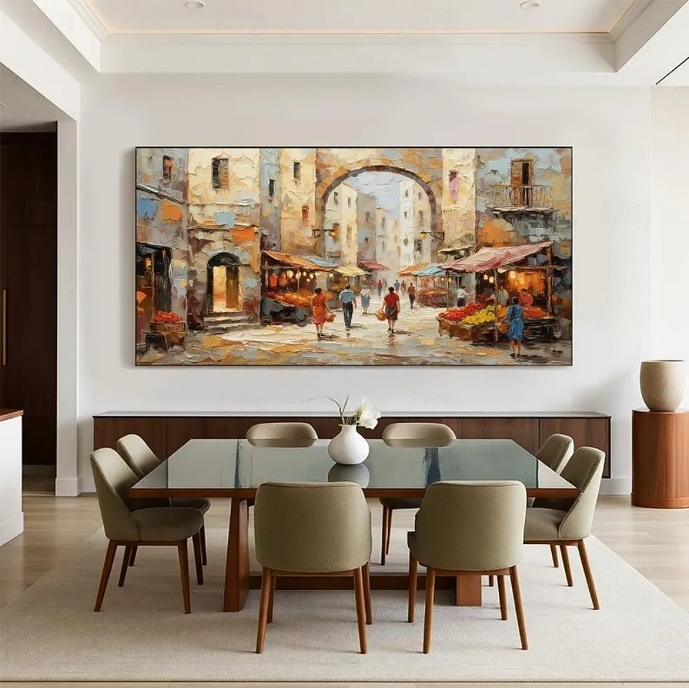 kézzel készített olajfestmény vászon faldekoráció építészet utcakép lakberendezéshez keret nélküli, feszítetlen festmény 2026 - $87.99 –P8