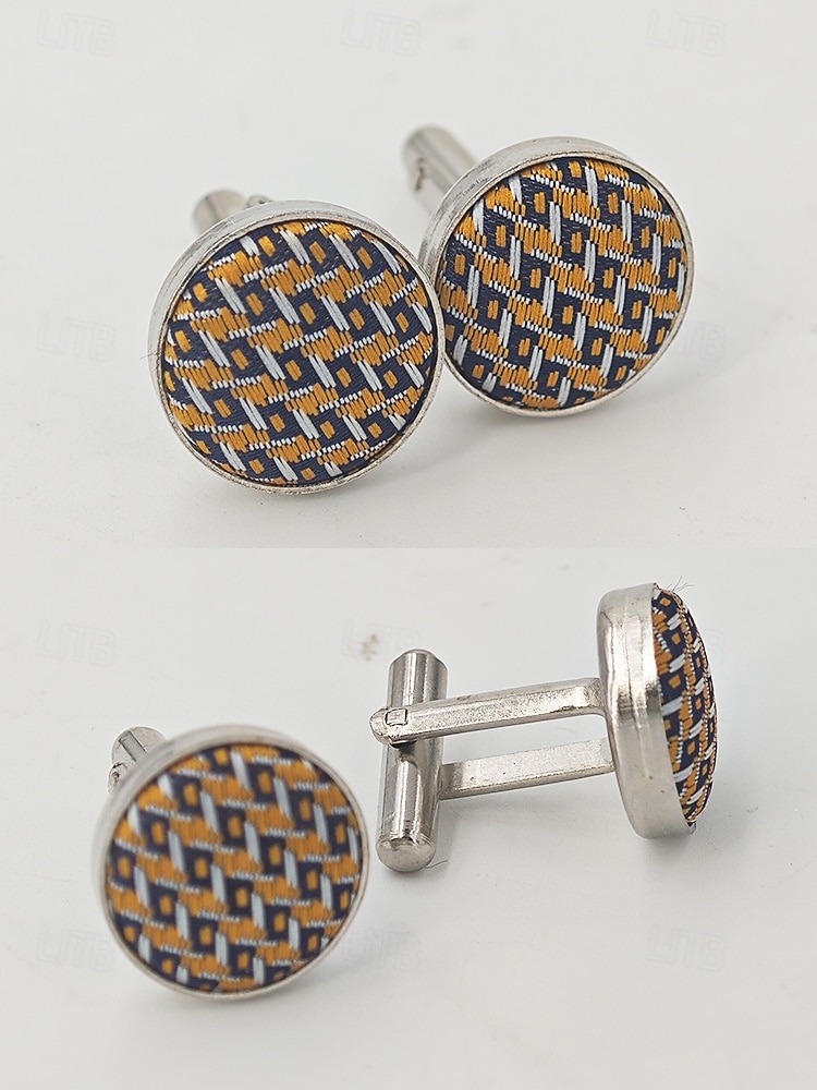 2026年 男性用フォーマルネクタイセット、ポケットチーフとカフスボタン付き - 結婚式、ビジネスパーティー、ガライベントに最適な高級ポリエステルチェック柄ネクタイ - スタイリッシュな花婿の付添人用スーツアクセサリー（複数色）  コレクション – $11.99 –P9