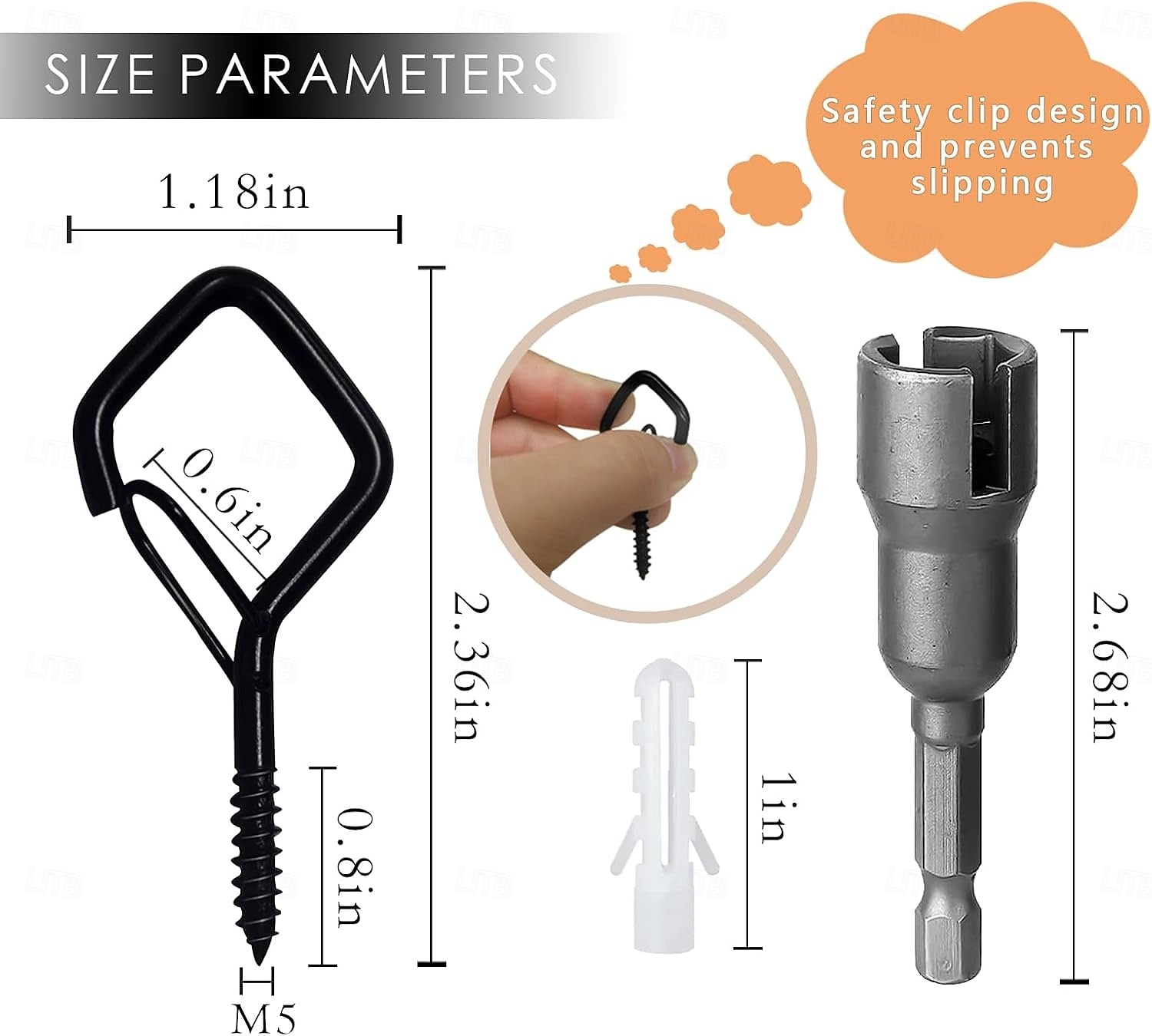 20pcs Square Snap Hanging Hooks with Safety Buckle, Anti-Drop Screw-In Outdoor Hooks for String Lights, Hanging Plants, Wind Chimes, Bird Feeders, Lanterns, Christmas Decorations 2026 - $16.99 –P2