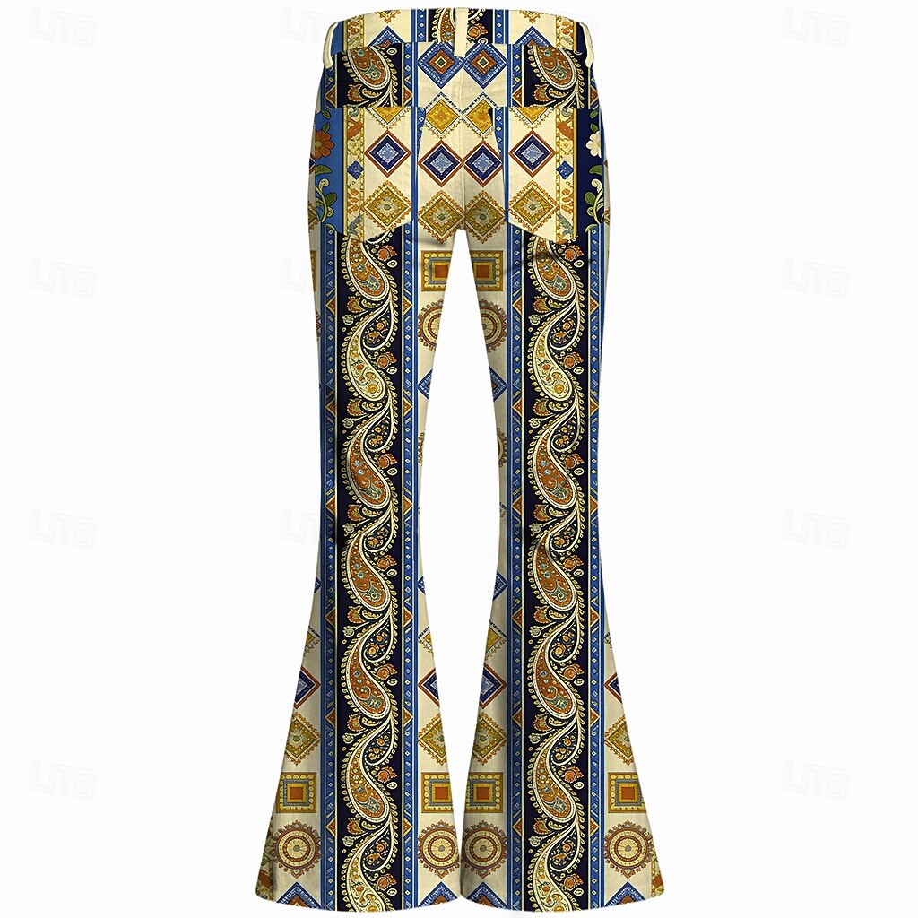 Retro Vintage Boho 1970s Pants Bell Bottom Pants Hippie Disco High Waist Paisley Fancy Dress Men's Halloween Carnival Music Festival Retro Theme Party Adults' Pants 2026 - $35.99 –P4