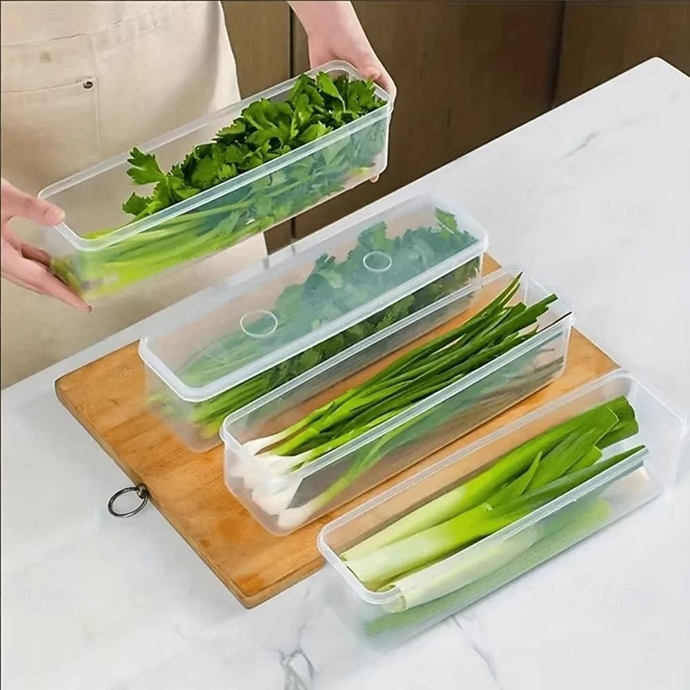 2026年 蓋付き積み重ね可能な冷蔵庫オーガナイザーコンテナ6個パック &取り外し可能な排水トレイ、肉、魚、野菜、麺類、ネギなどの長い食品保存ボックス &ハーブ  コレクション – $4.99 –P10