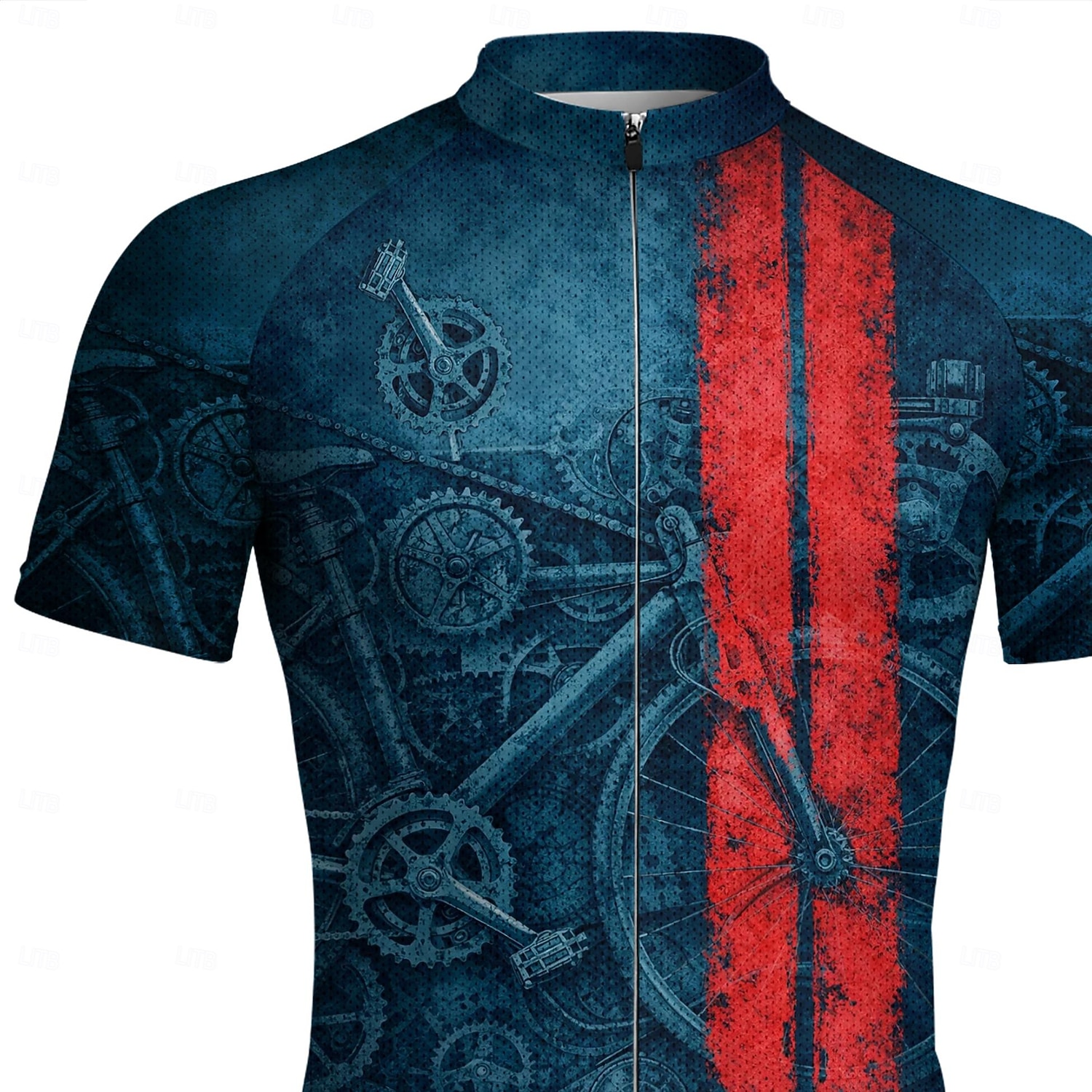Herren Radtrikot Downhill-Trikot Geometrisch Fahhrad Kurzarm Fahhrad Trikot T-Shirt mit 3 Gesäßtaschen UV-beständig Schnelltrocknend Mit Taschen Frontreißverschluss Sport Blau Schwarz Grün Bekleidung 2026 - $30.99 –P3