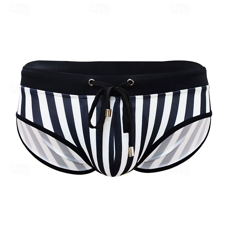 Miesten Uimashortsit Uimahousut Brief-uimahousut Raita Kurenauha Nopea kuivuminen Venyvä Hengittävä Uima-asut Alaosat Lainelautailu Vesiurheilu Uinti Kesä 2026 - $15.49 –P5