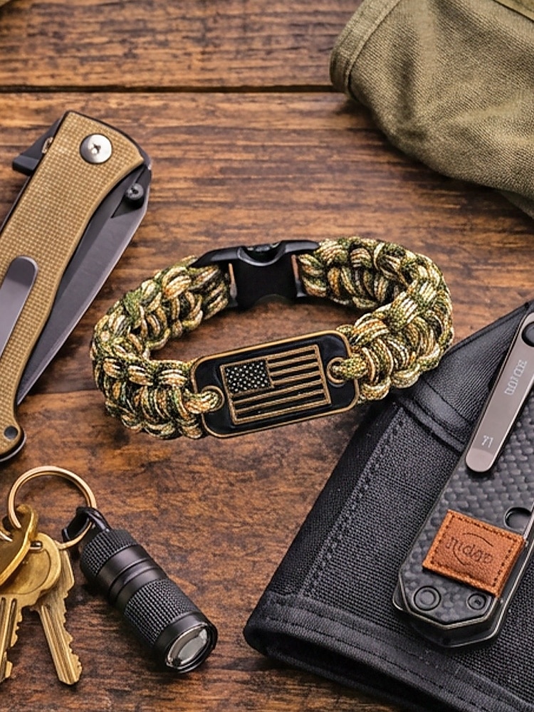 USA 250. Jubiläum Männer Amerikanische Flagge Paracord Armband Langlebiges Polyester- und Legierungsmaterial Verstellbare Größe Perfekt für Unabhängigkeitstag alltägliche Freizeitkleidung 2026 - $7.99 –P5