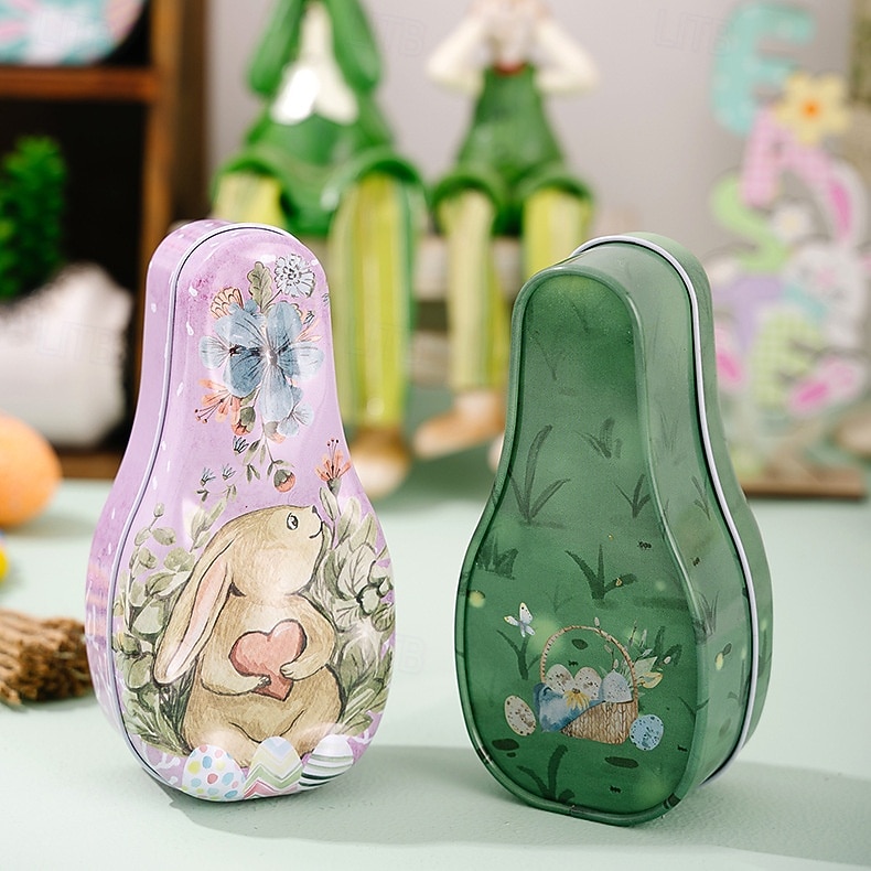 1pc Easter Bunny Tin Box, Colorful Metal Cookie Candy Box, Cartoon Rabbit Gift Container for Kids, Easter Decoration 2026 - $5.99 –P10