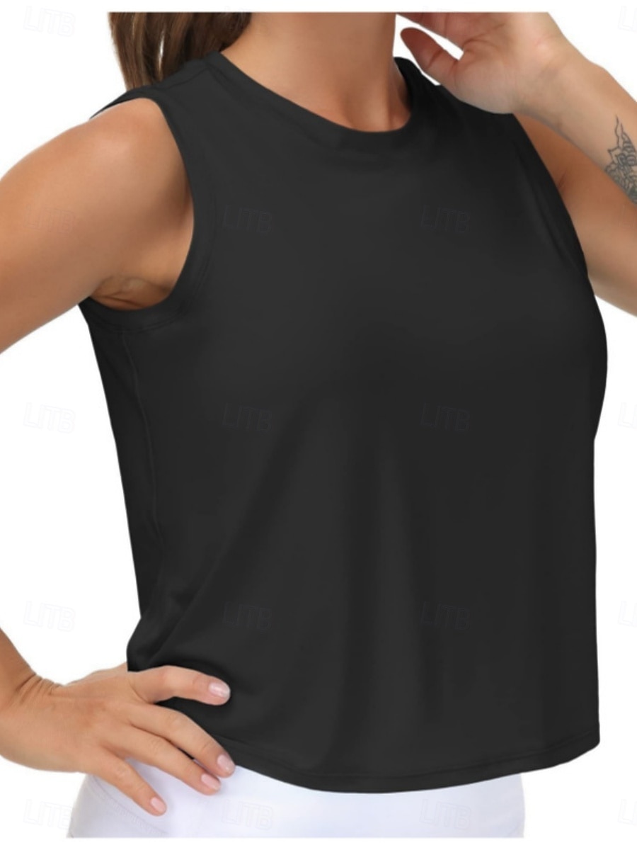 Femmes Chemisier Uni Actif ancien Sans manches Col ras du cou Hauts Réguliers Quotidien Salle de sport Fête Noir Blanche Rose Claire Gris foncé Été Printemps de 2026 ? $16.49 –P1