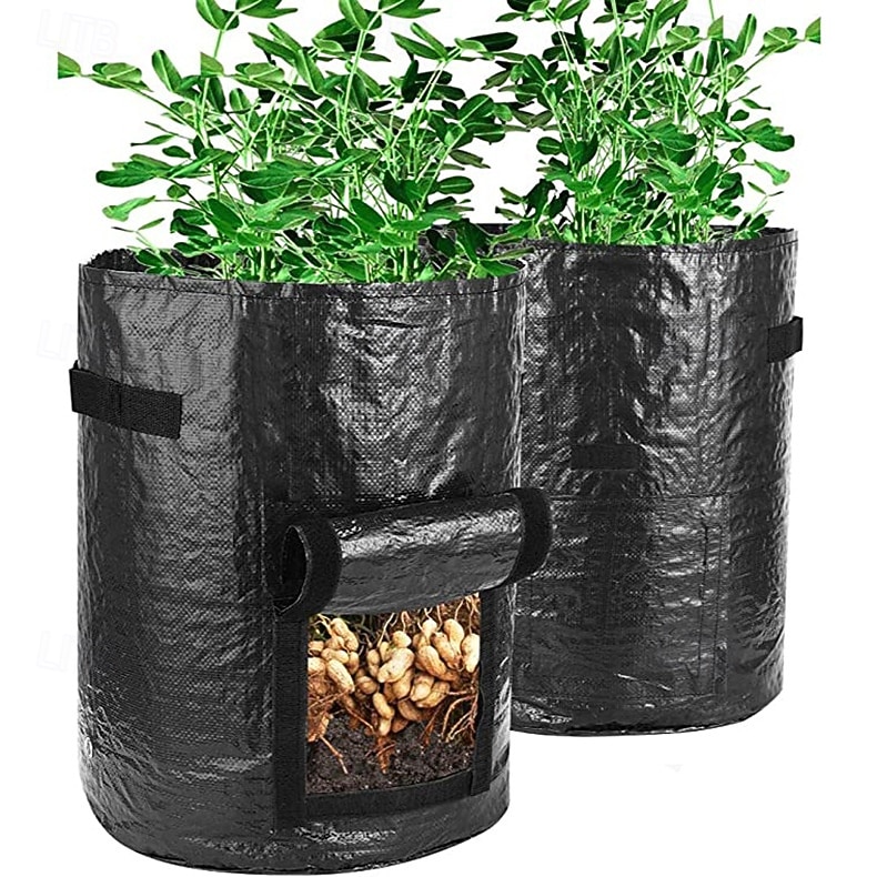 2-pack grönsaksodlingsbehållare PE-behållare, potatisodlingspåsar, 10 gallon med klaff och handtag, krukor för lök, frukt, tomat och morötter 2026 - $22.99 –P3