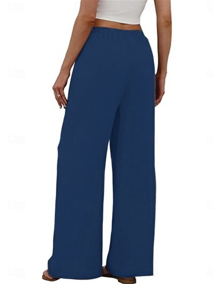 Pentru femei Pantaloni Pantaloni casual Drept Modă Șic Stradă De Bază Lungime totală Talie Înaltă Simplu Cordon Buzunar Talie elastică Comfortabil Inelastic Zilnic Vacanță Stradă Negru Bleumarin 2026 - $22.99 –P12
