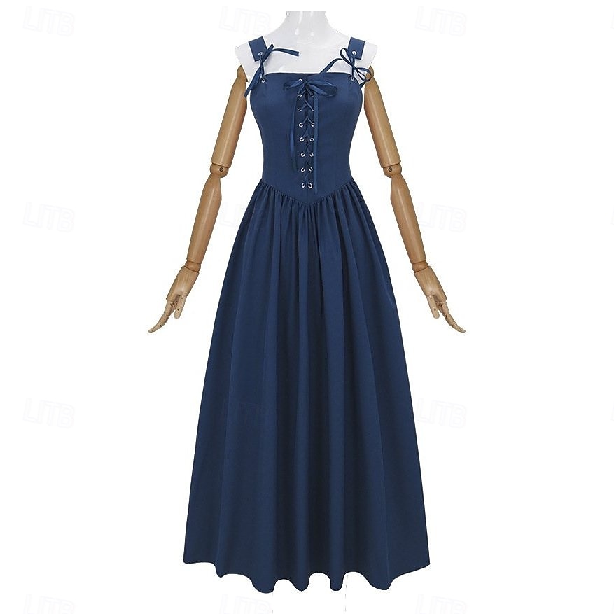 Vintage Medieval Renaissance Long Length Dress Fairy Lace up A-Line Fancy Dress Women's Fantasy Halloween Carnival Masquerade Renaissance Fair LARP Retro Theme Party Adults Dress 2026 - $74.99 –P13