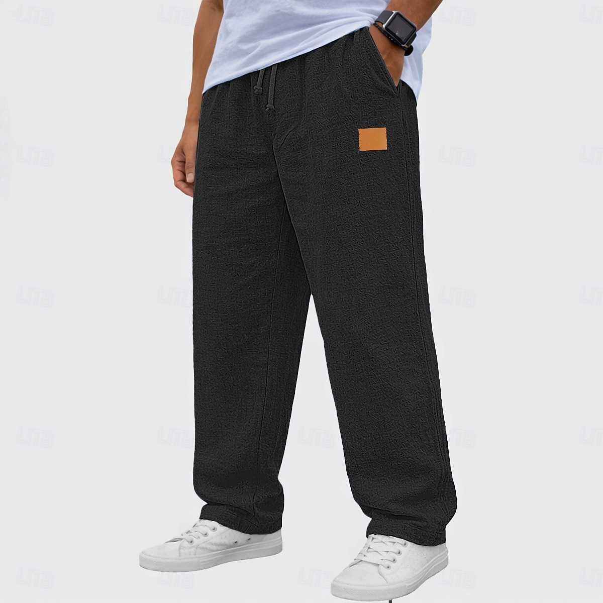 Herren Leinenhosen Hose Sommerhose Baggy-Hosen Freizeithose Kordelzug Elastischer Bund Gerader Schnitt Einfach Komfort Atmungsaktiv Volle Länge Täglich Outdoor Ferien Mode Klassicher Stil Schwarz Weiß 2026 - $22.99 –P13