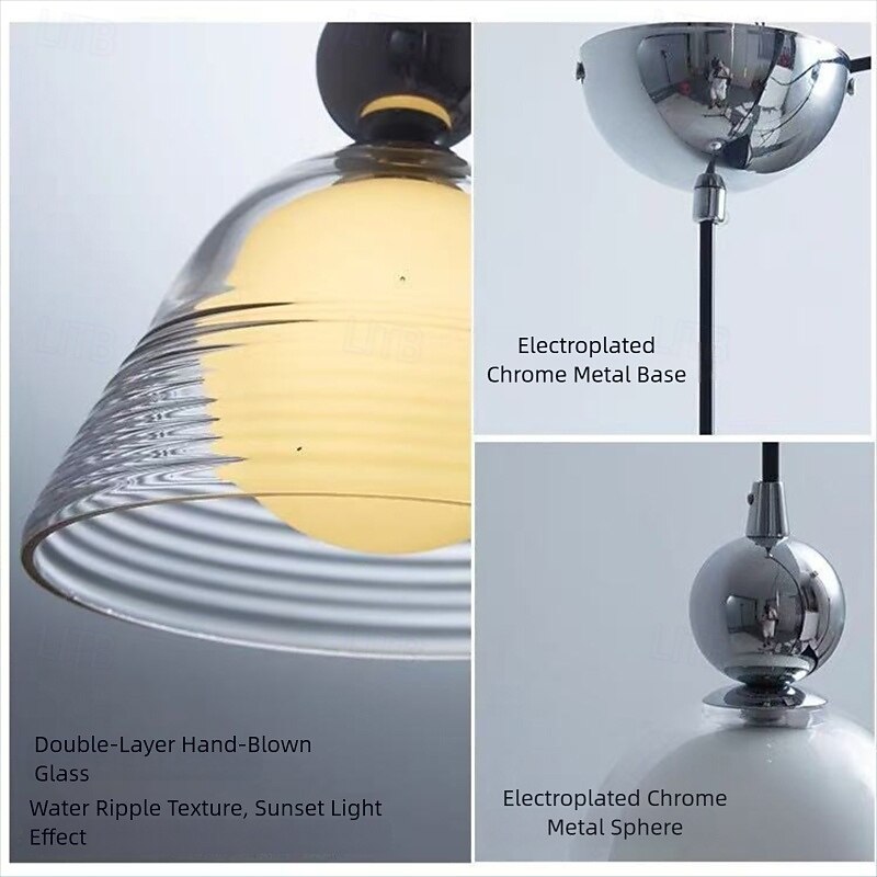Sunset Pendant Light – Ribbed Glass Shade With Chrome technique 2026 - $115.99 –P6