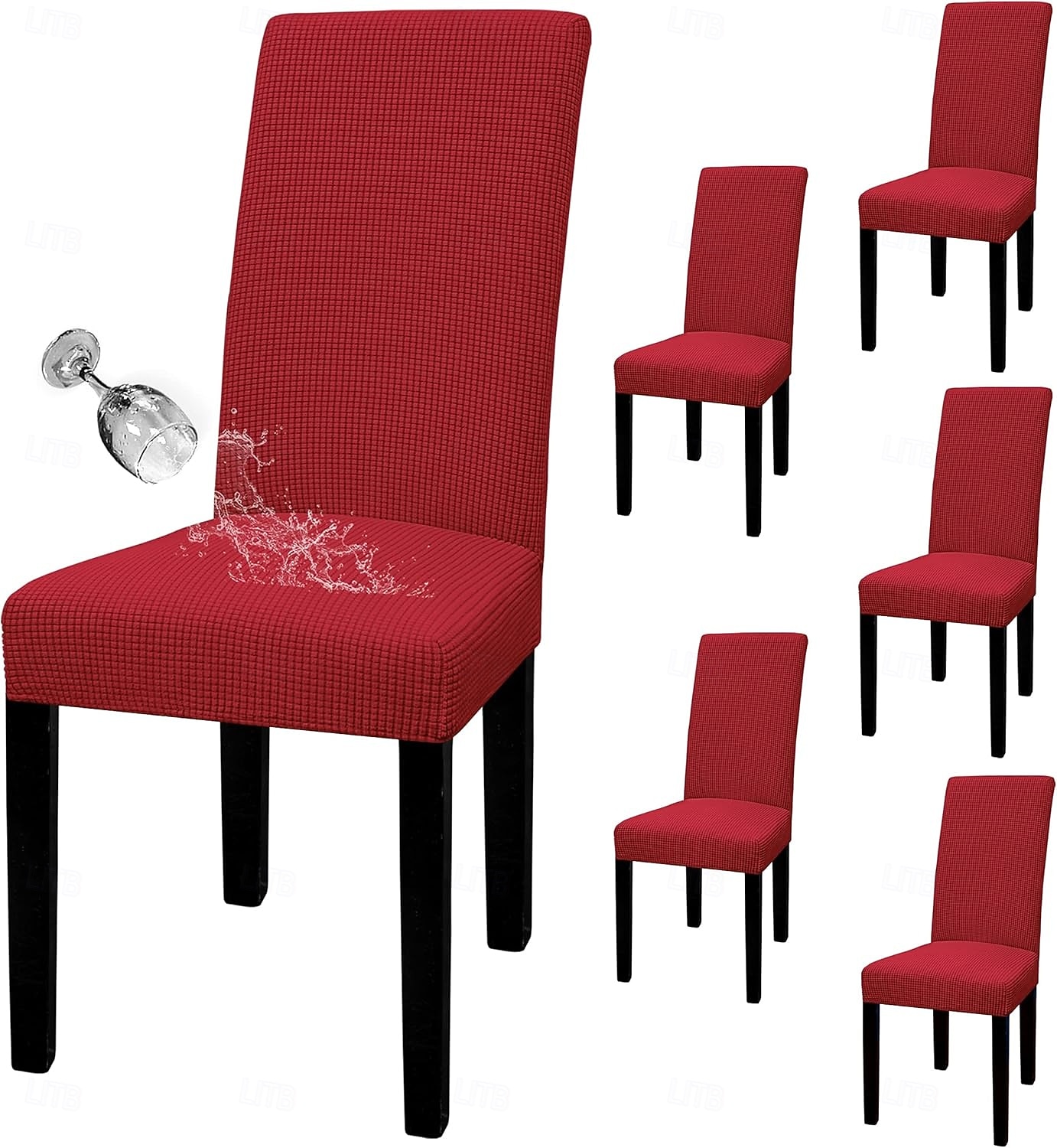 100 % vanntett stoltrekk til spisestue, sett med 6, stretch jacquard stoltrekk, avtakbart og vaskbart, for hjem, restaurant, bankett 2026 - $51.99 –P8