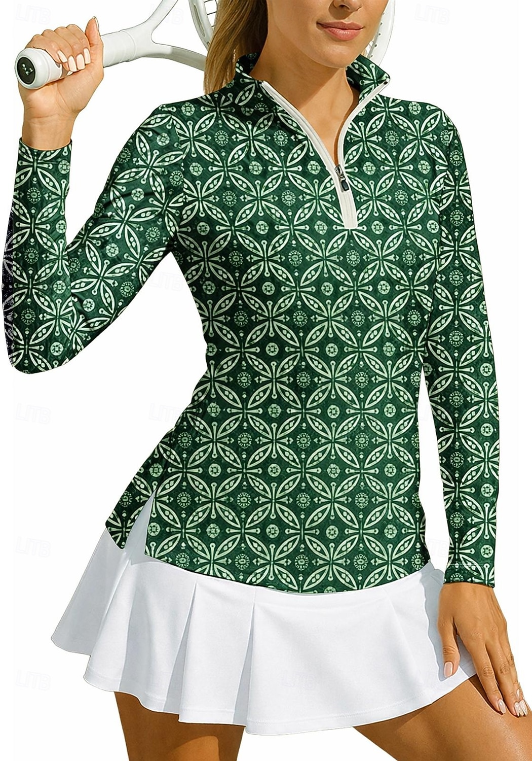 Per donna Geometrico Cerchio Maglietta sportiva Polo da golf Maglia da tennis Maglietta da tennis Manica Lunga Cerniera Floreale UPF50+ Resistente ai Raggi UV Alta elasticità Traspirante Tennis Golf del 2026 a $25.99 –P6