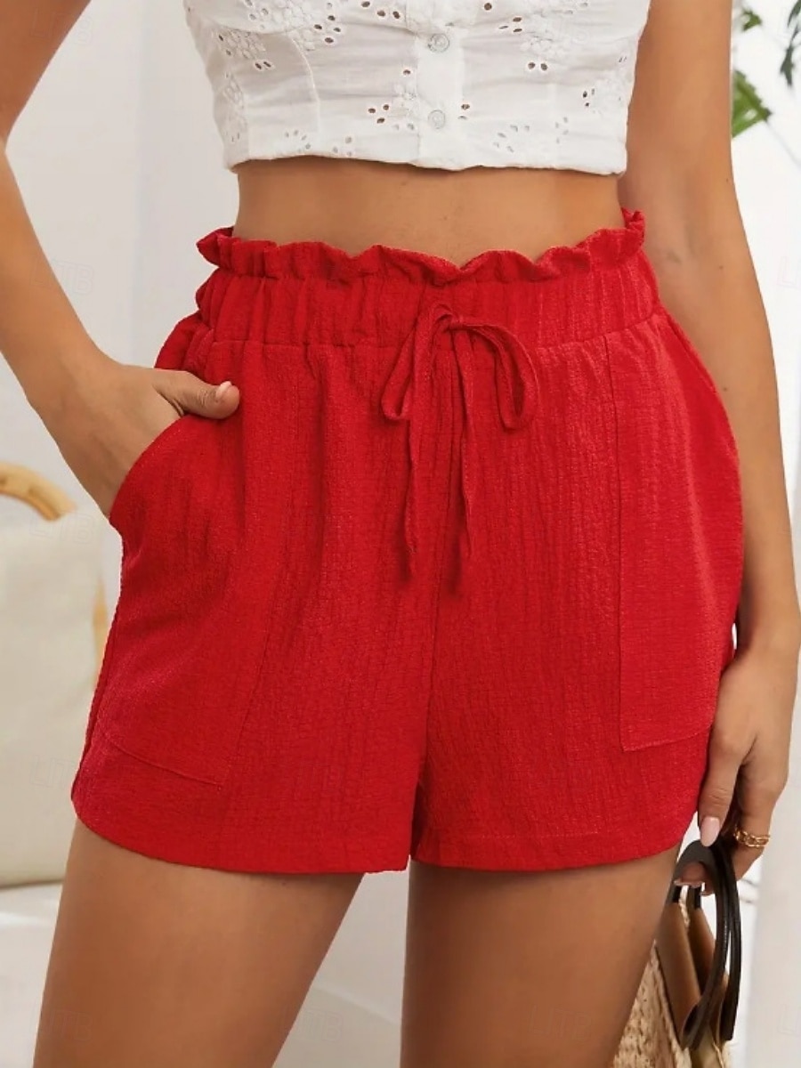 Damen Chinos Shorts Sommershorts Strandshorts Urlaub Mode Streetwear Kurz Hohe Taille Einfach Elastischer Bund Komfort Atmungsaktivität Bequem Unelastisch Täglich Urlaub Straße Rote Sommer Frühling 2026 - $14.99 –P2