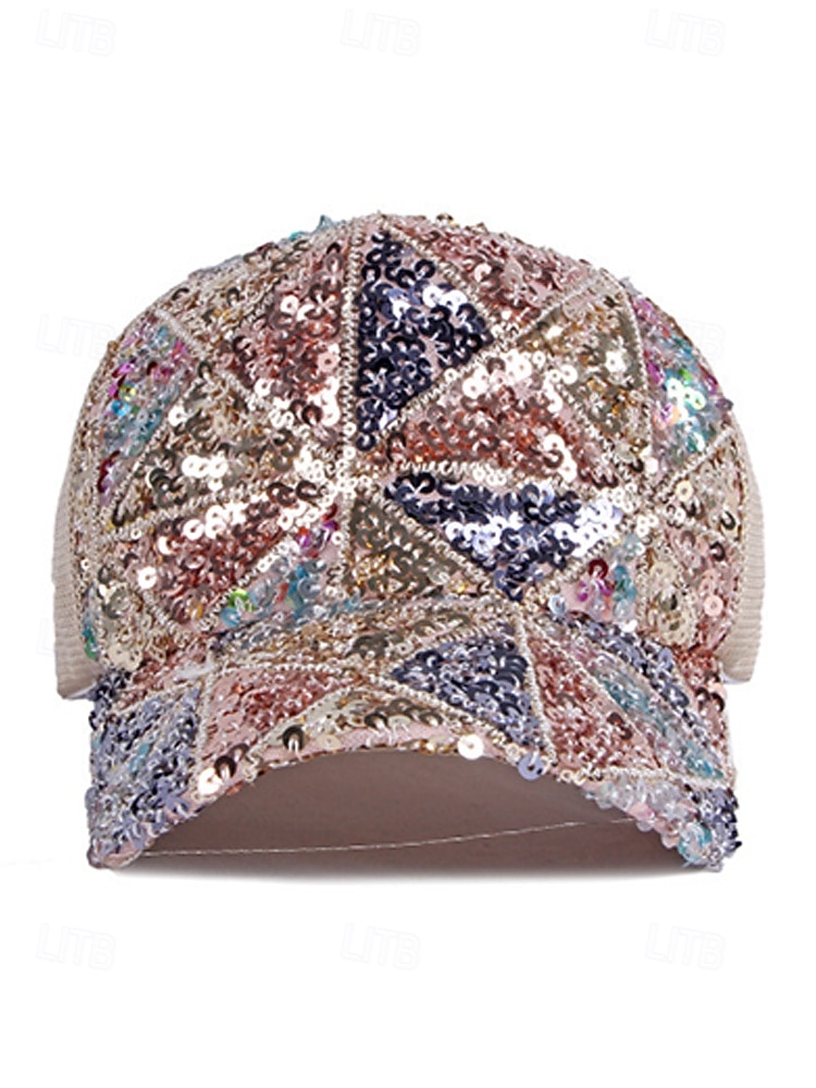 Boné feminino multicolorido estilo boho com lantejoulas, poliéster respirável, perfeito para férias e uso casual no dia a dia. de 2026 por $11.99 –P5