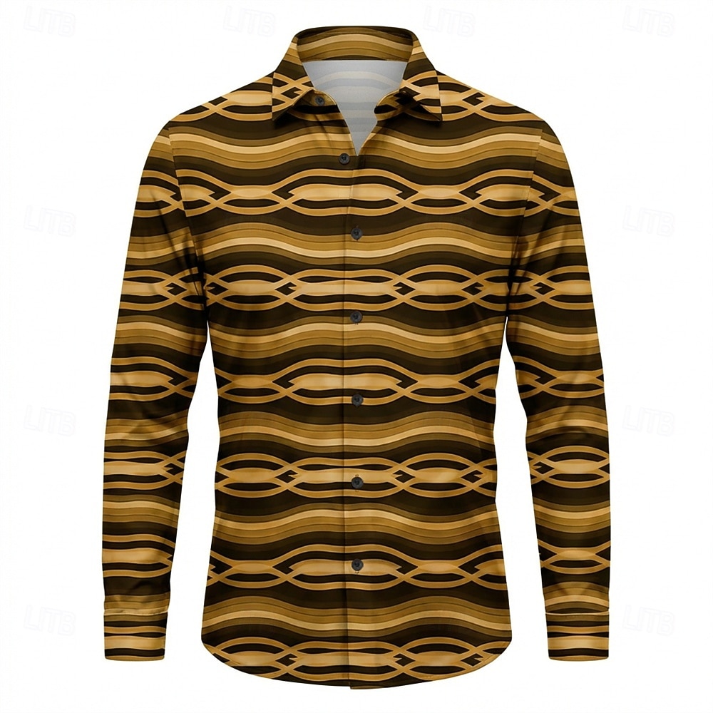 Retro Vintage 1970s Shirt Aloha Shirt Long Sleeves Hippie Geometric Fancy Dress Men's Masquerade Music Festival Party Daily Wear Adults' Shirt 2026 - $23.99 –P5