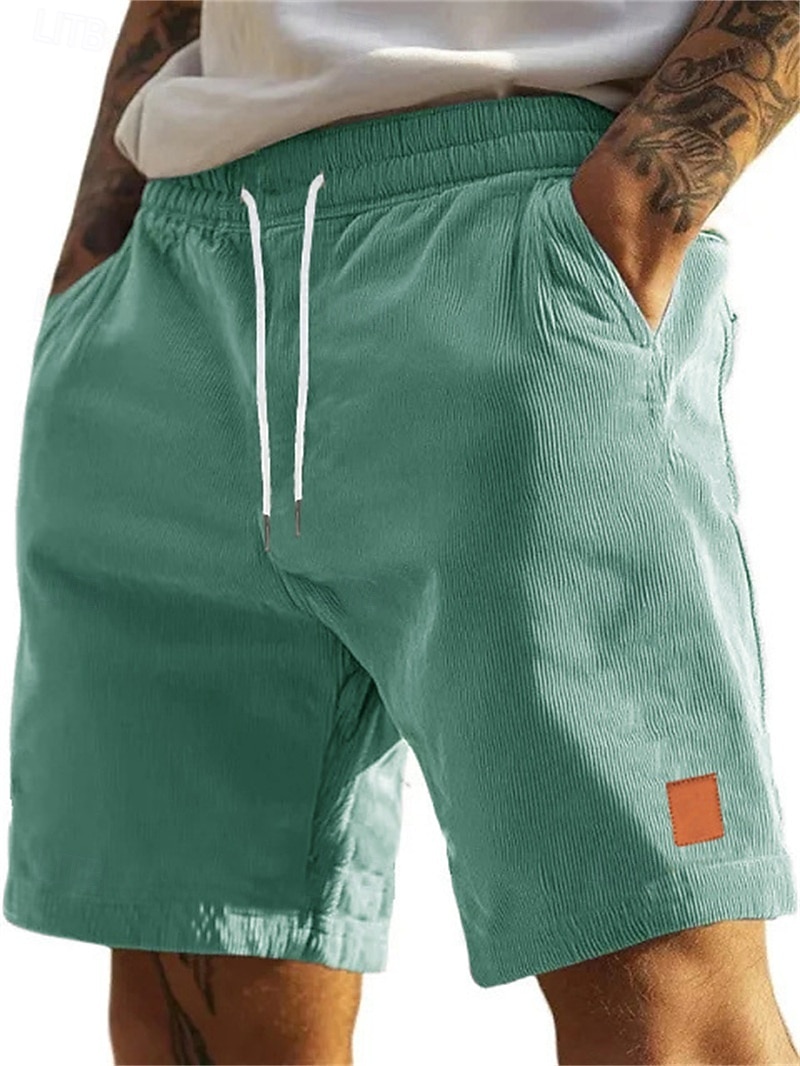 Per uomo Shorts Pantaloncini casual Pantaloncini di velluto a coste Tasca Elastico in vita Semplice Tinta unita Comodità Traspirante Sopra il ginocchio Casuale All'aperto Spiaggia Vacanza Moda Blu del 2026 a $17.99 –P1