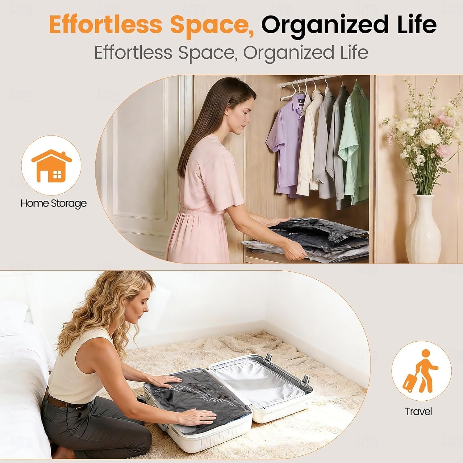 Ensemble de sacs de rangement sous vide sans fil avec pompe électrique rechargeable, sacs de compression gain de place pour vêtements, bagages et valises. &stockage à domicile de 2026 ? $38.99 –P3