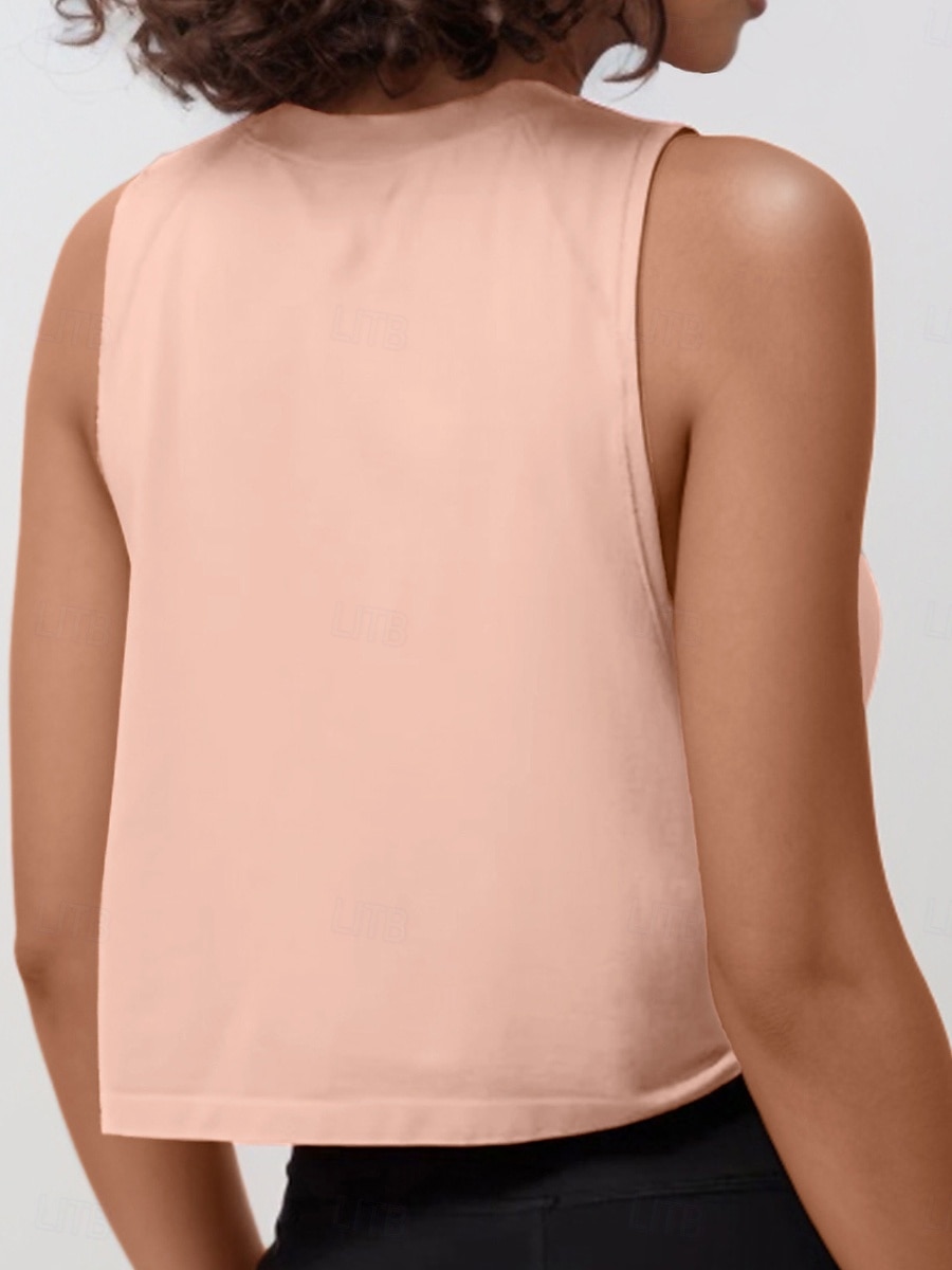 Dames Blouse Uitgesneden Effen Actief Casual Mouwloos Strakke ronde hals Normale tops Dagelijks Feestdagen Uitgaan blauw Zwart Wit Oranje Zomer Lente 2026 - $15.99 –P11