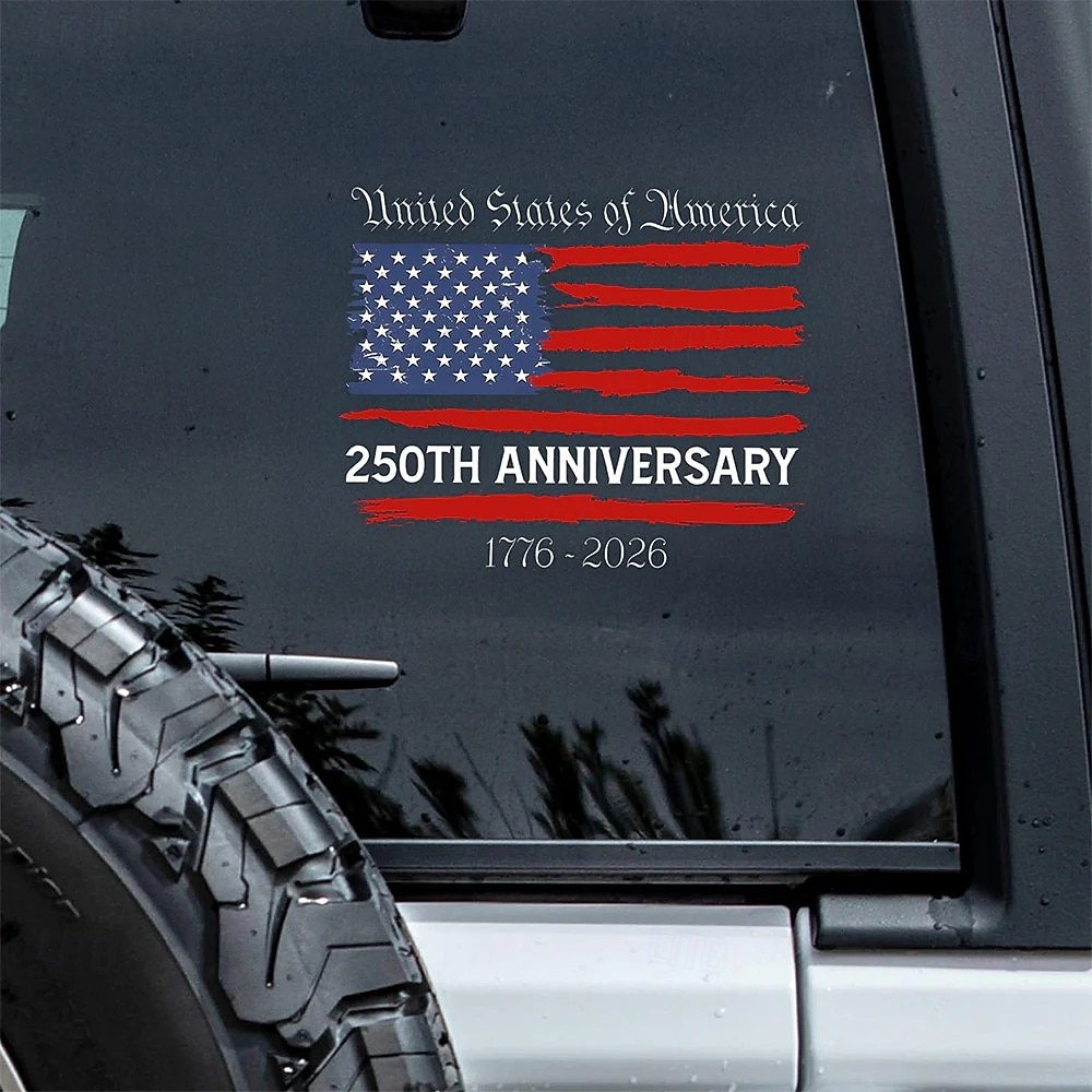 USA 250th Anniversary Car Window Decal Sticker, America Patriotic Semiquincentennial 1776-2026 Stickers, USA Independence Flag Decals, Durable Vinyl Stickers for Car Window 2026 - $9.99 –P1