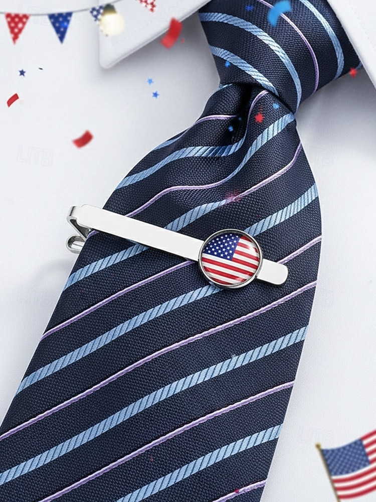 Az Egyesült Államok 250. évfordulós férfi nemzeti zászlós nyakkendőcsipesz - prémium ötvözetből készült hazafias nyakkendőcsipesz az USA az Egyesült Királyság Németország és több ország zászlóival - 2026 - $7.99 –P1