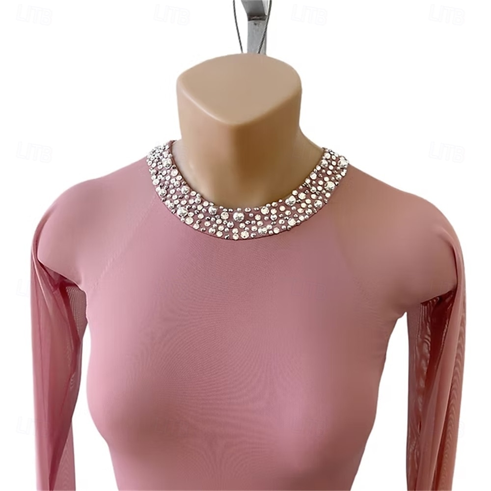Abito da pattinaggio artistico Per donna Pattinaggio sul ghiaccio Vestito Nero Rosa Patchwork Schiena aperta Elasticizzato Allenamento Competizione Vestiti da pattinaggio sul ghiaccio Classico del 2026 a $258.99 –P7