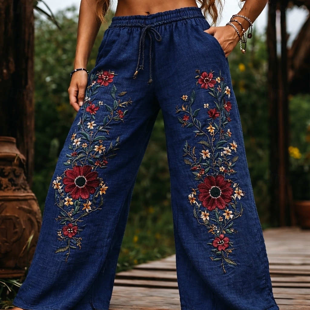 Női Boho nadrág Nadrág Alkalmi Boho Teljes hossz Természetes Virág Zseb Rugalmas derék Nyomtatás kellemes Szabadtéri Kényelmes Hétköznapi viselet Alkalmi Medence Zöld Bézs Nyár Normál 2026 - $22.99 –P3