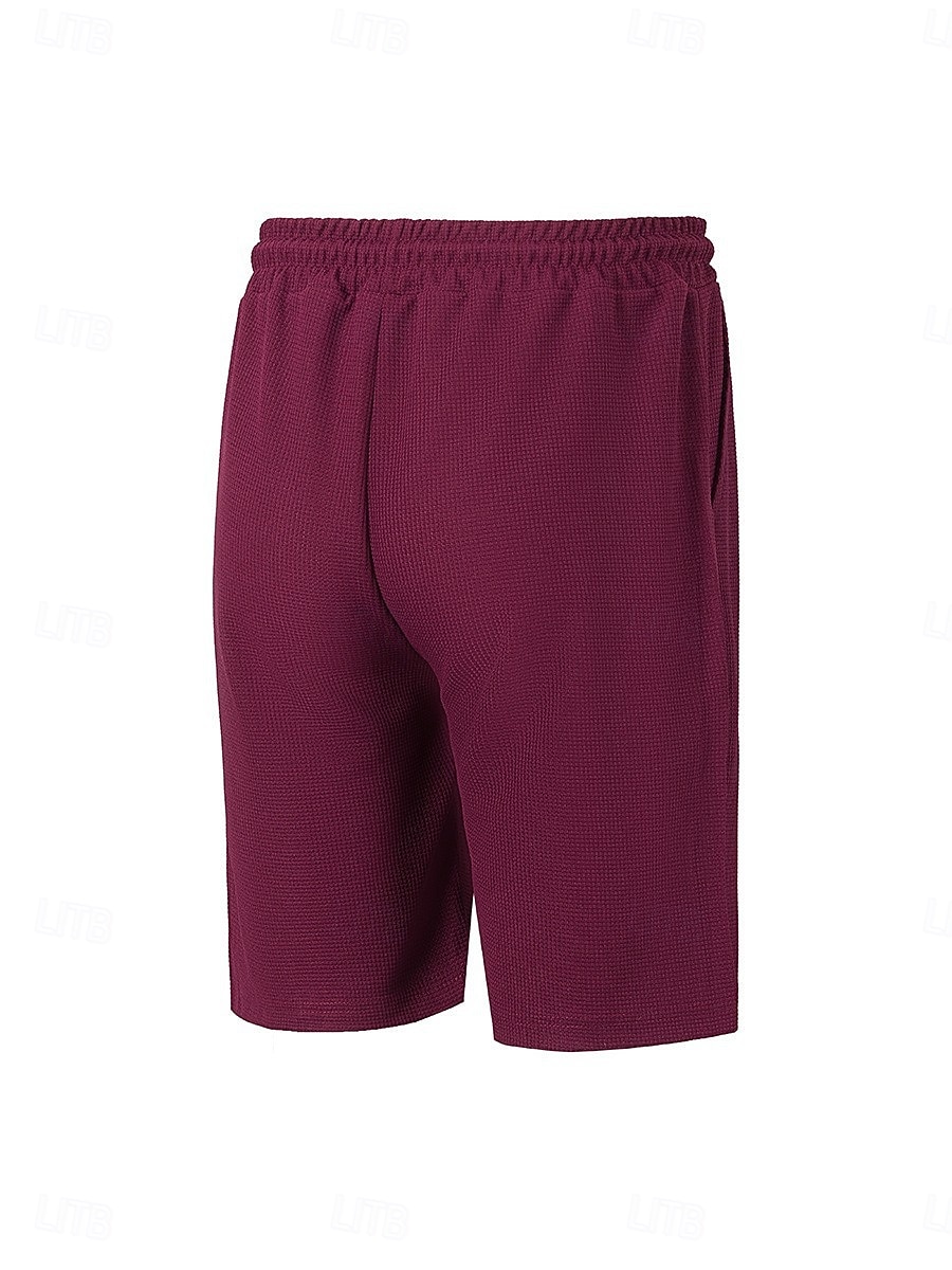Homens Calções Waffle Calção Shorts de verão Shorts casuais Com Cordão Bolsos Cintura elástica Tecido Conforto Respirável Curto Ao ar livre Férias Verão Desporto Casual Vinho Micro-Elástica de 2026 por $18.99 –P17