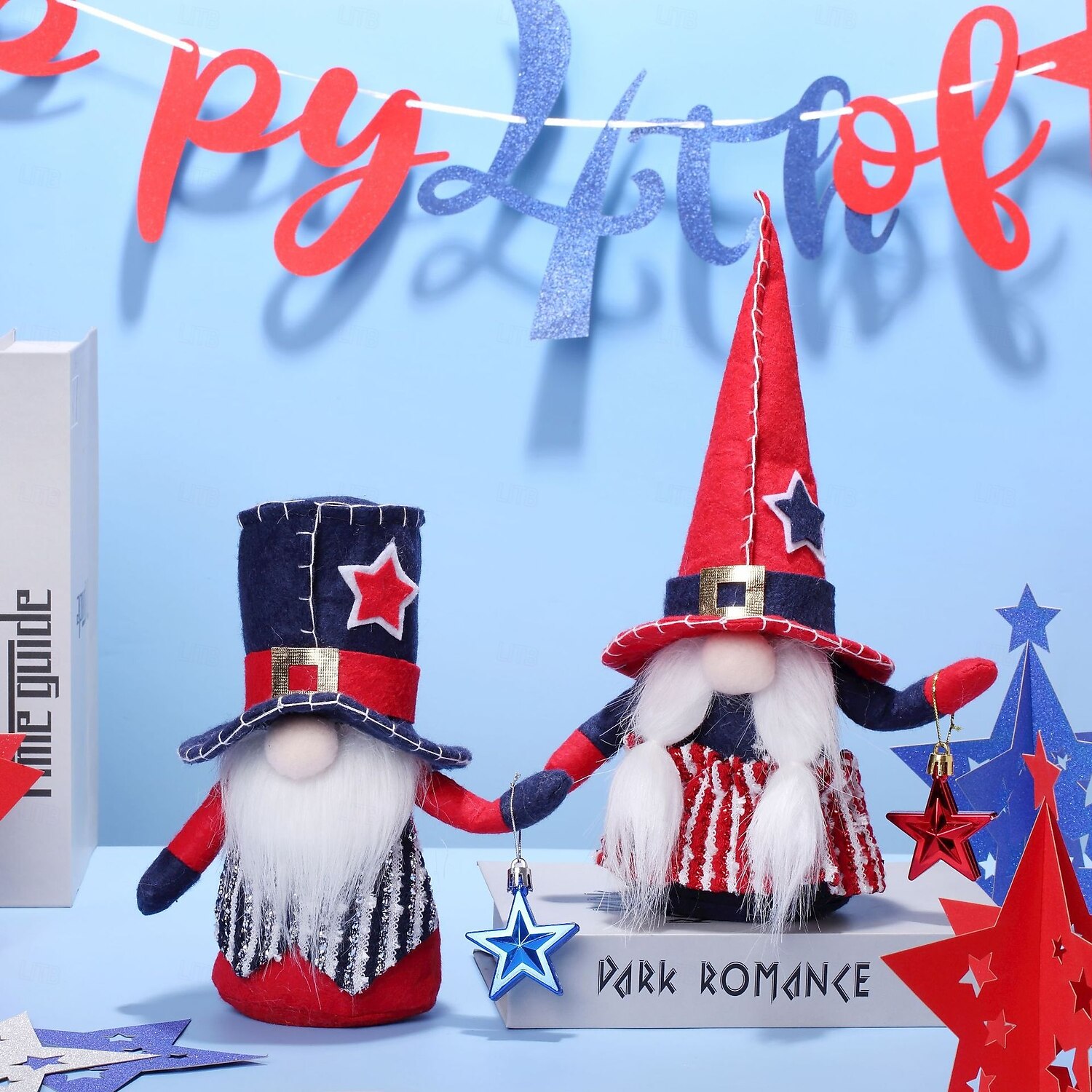 2 kpl itsenäisyyspäivän raidallinen pentagrammi kääpiönukke kasvoton rudolf-nukkekoristelu 2026 - $23.99 –P4