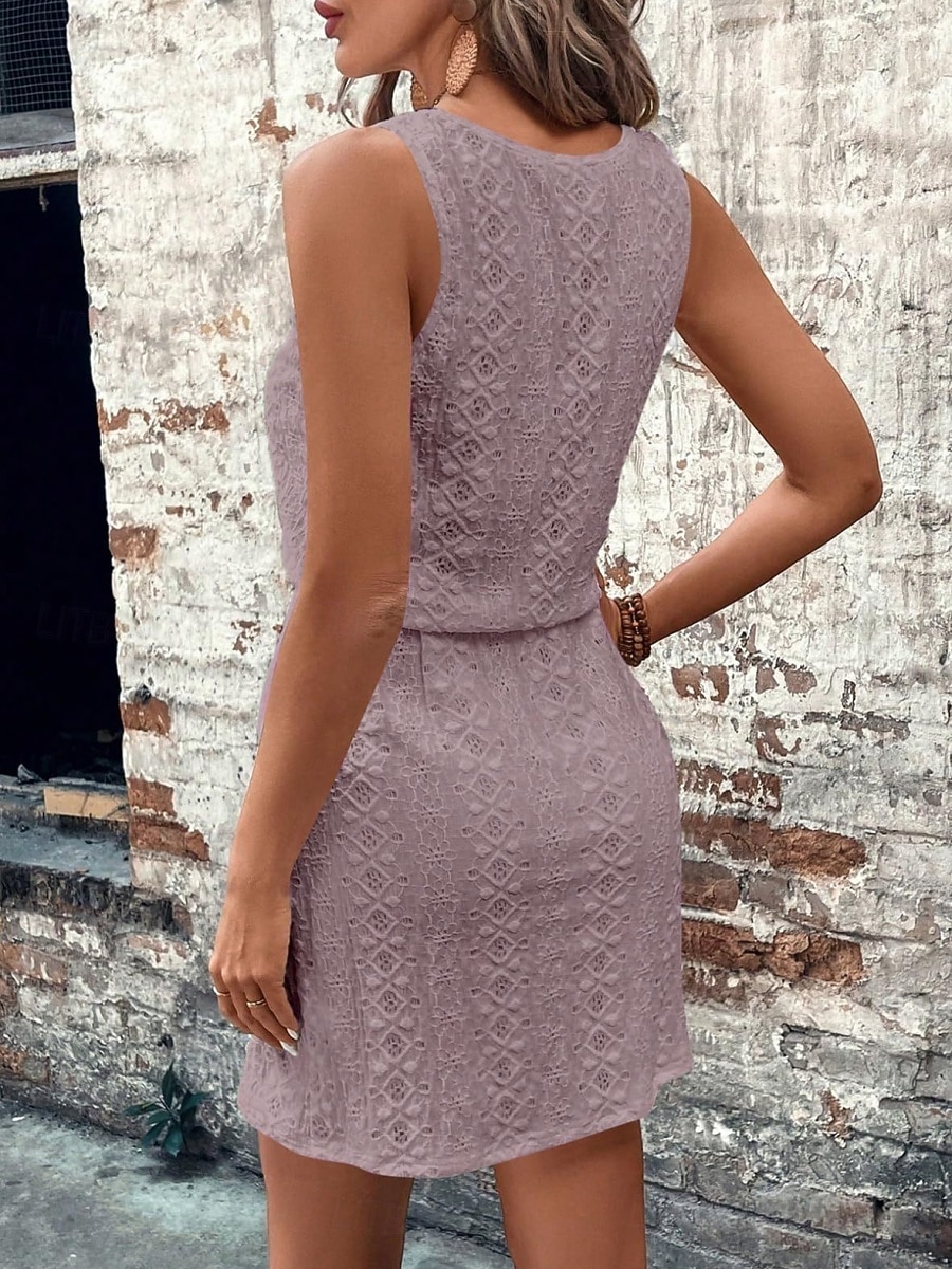 Damen Minikleid A Linie Kleid Sommerkleid Lässig Täglich Normale Passform Einfach Ärmellos U-Ausschnitt Blau Schwarz Weiß Königliches Blau Sommer Frühling 2026 - $32.99 –P11