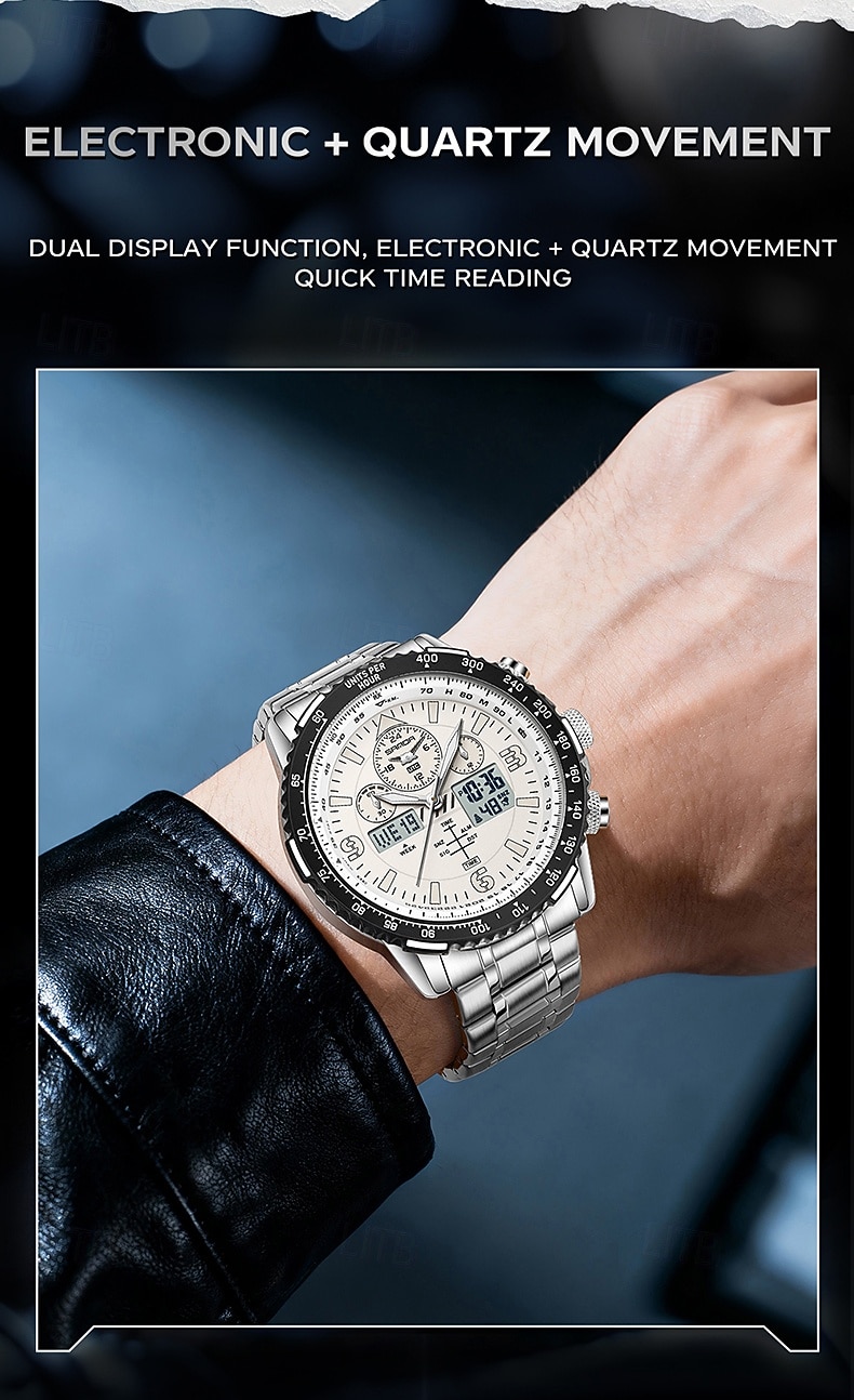 SANDA Men Digital Watch Luxury Outdoor Fashion Luminous Stopwatch Alarm Clock Calendar Stainless Steel Watch 2026 - $47.99 –P2