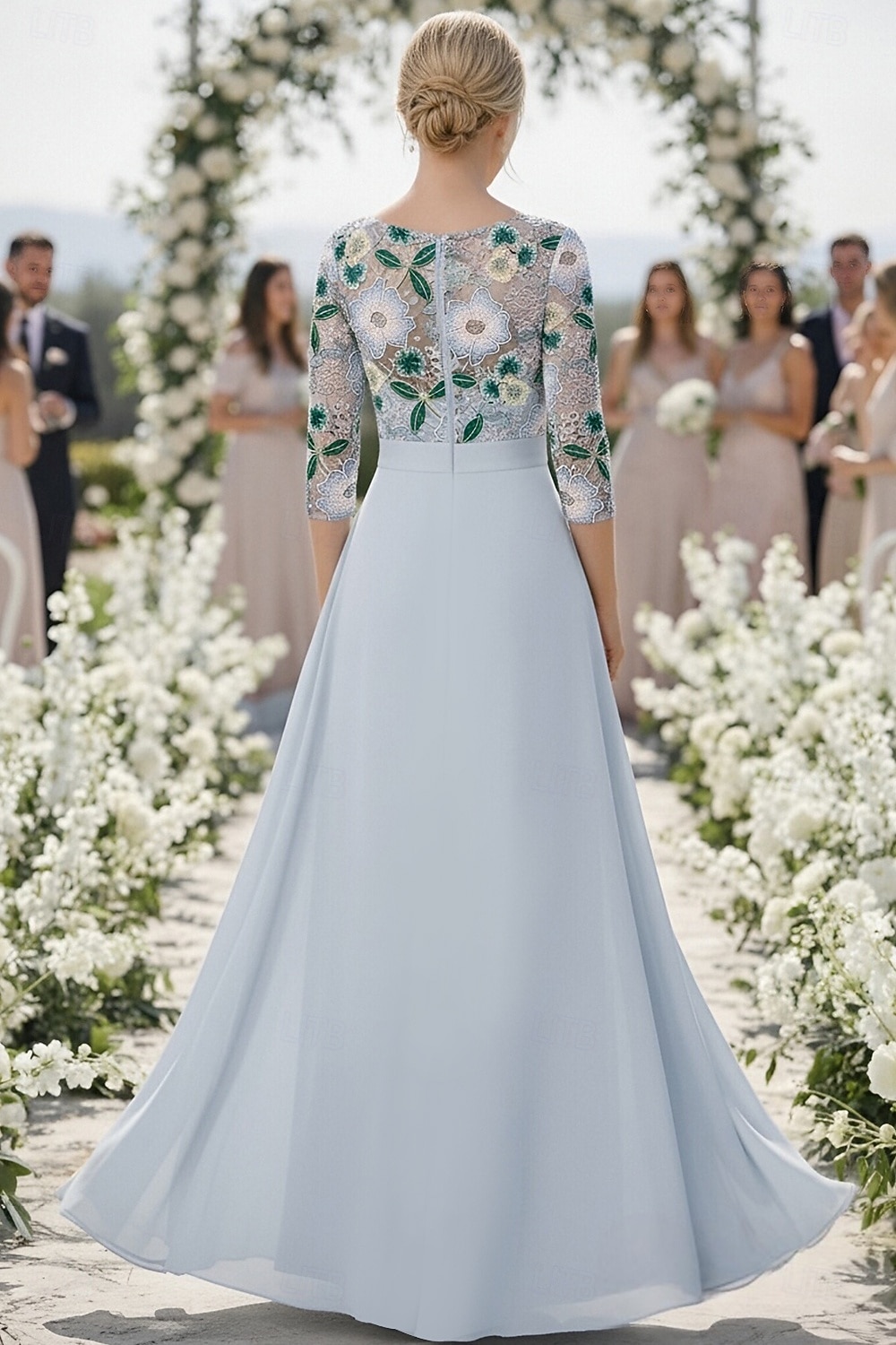 Tute Tuta Completo Pantalone Lunghezza al pavimento Abito Formale Abito da cerimonia per signora Manica 3/4 Scollo a Barca Scollo Tondo Elegante Vintage Formale Ospite di nozze Chiesa Chiffon Pizzo del 2026 a $159.99 –P2