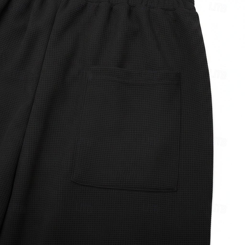 Herre Vaffelstruktur Joggebukser Bukser Posete bukser Joggebukse med rett ben Snorer Elastisk midje Helfarge Komfort Full lengde utendørs Avslappet Daglig Mote Klassisk Stil Svart Hvit Elastisk 2026 - $25.99 –P6