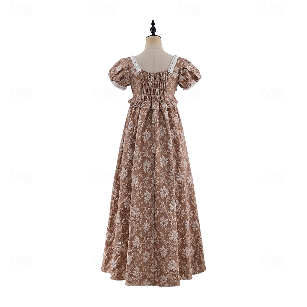 Retro Vintage Mittelalterlich Renaissance Bodenlang Kleid Ballkleid Kleid im Regency-Stil Puffärmel / Ballon Jacquard Blumen Kostüm Damen Halloween Karneval Abschlussball Hochzeit Maskerade Erwachsene 2026 - $55.99 –P15