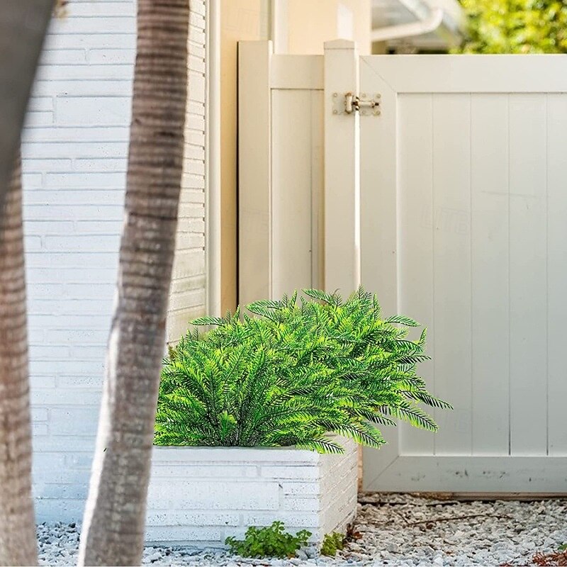 2026年 人工シダの緑の束8個、人工ボストンシダの葉の茂み、花瓶アレンジメント用の7枝の人工植物、リビングルームバルコニーの森のスタイルの装飾  コレクション – $21.99 –P2